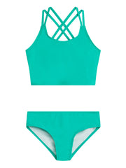 Girls' Solid Criss Cross Tankini