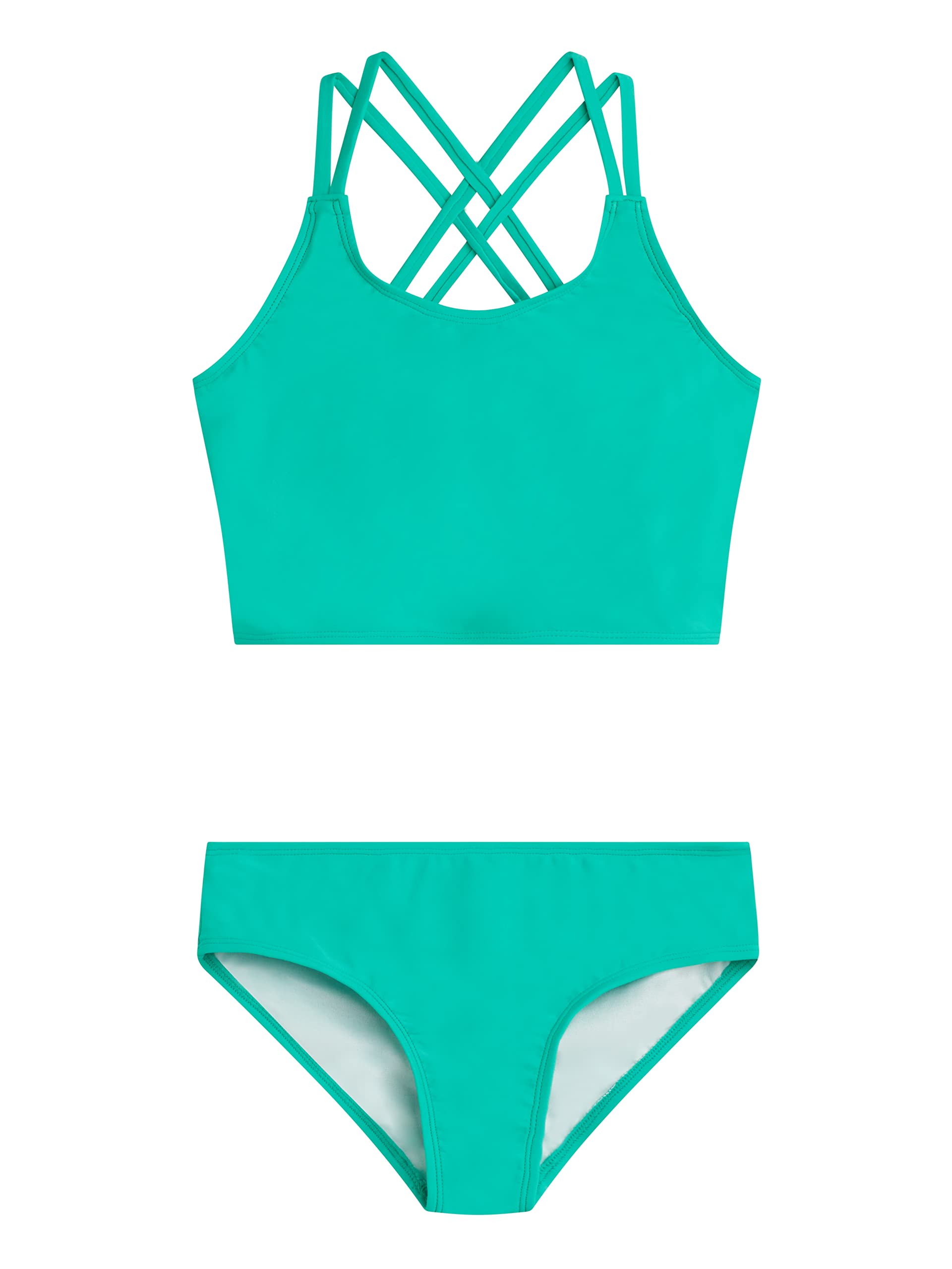 Girls' Solid Criss Cross Tankini