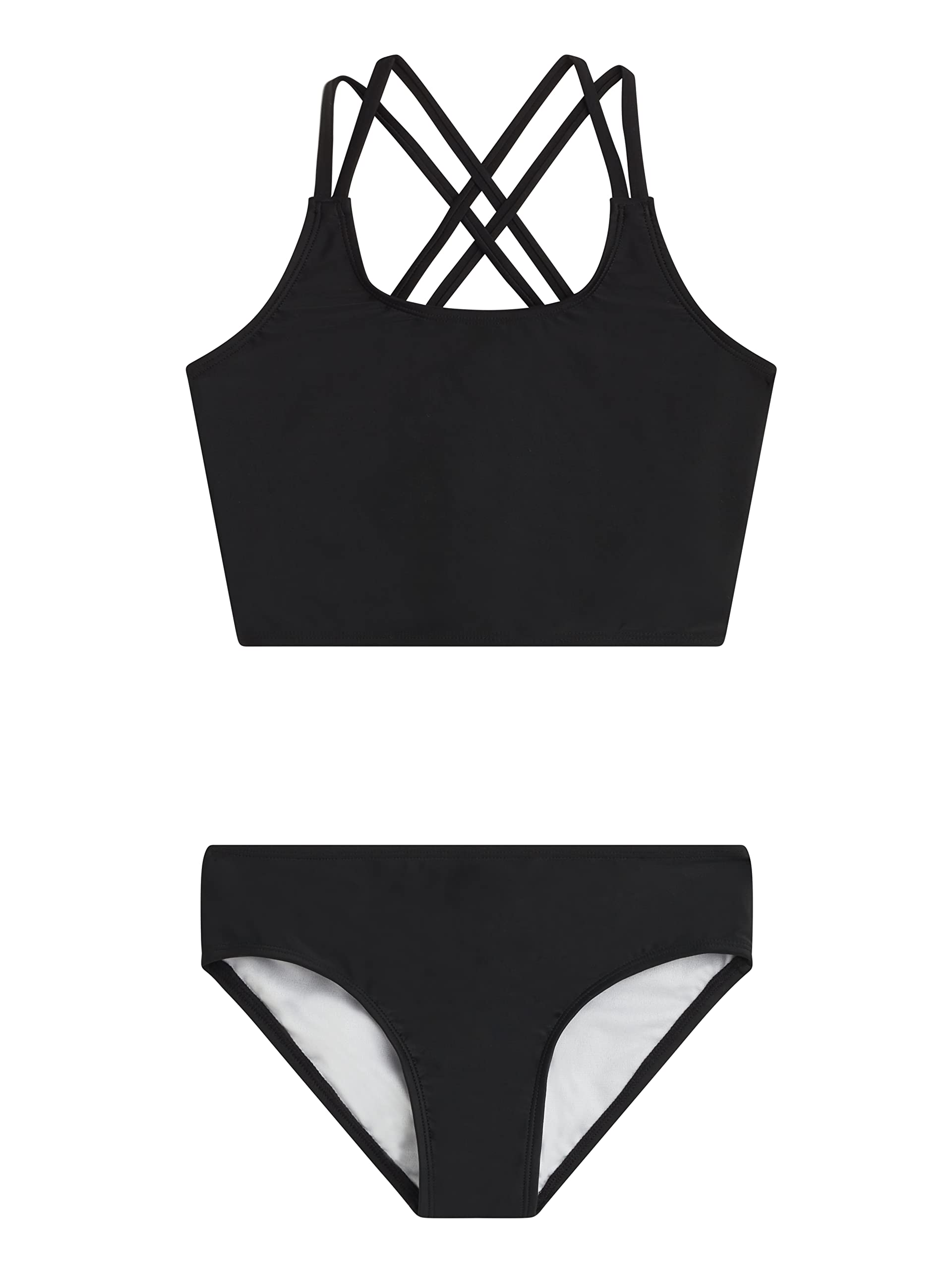 Girls' Solid Criss Cross Tankini