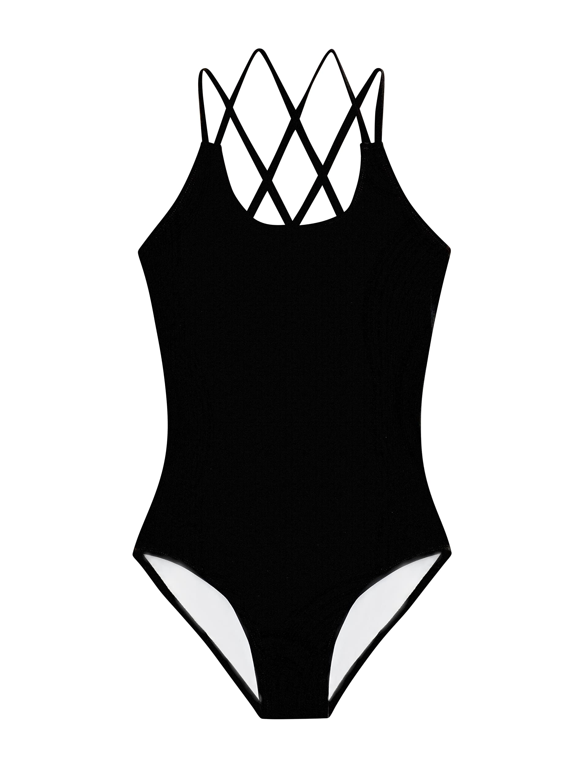 Girls' Solid Criss Cross 1-pc Swimsuit