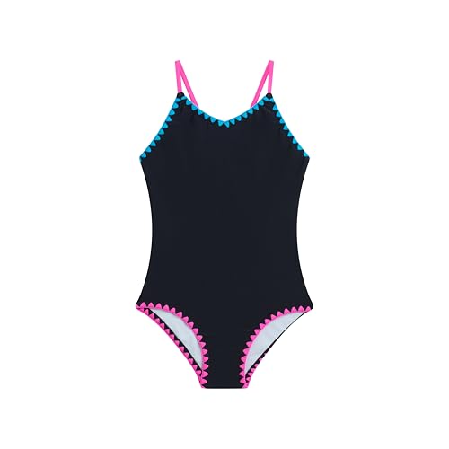 Solid Girls' Swim 1PC V-Neck