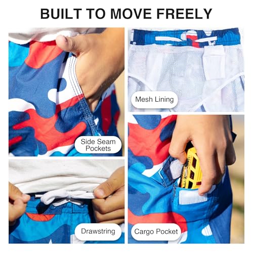 Boys' Camo Flag  Swim Trunks