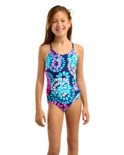 Girls' Daisy V-Neck 1-pc Swimsuit