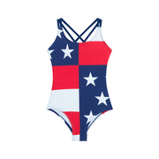 Usa Flag Girls' Swim 1PC Criss-Cross