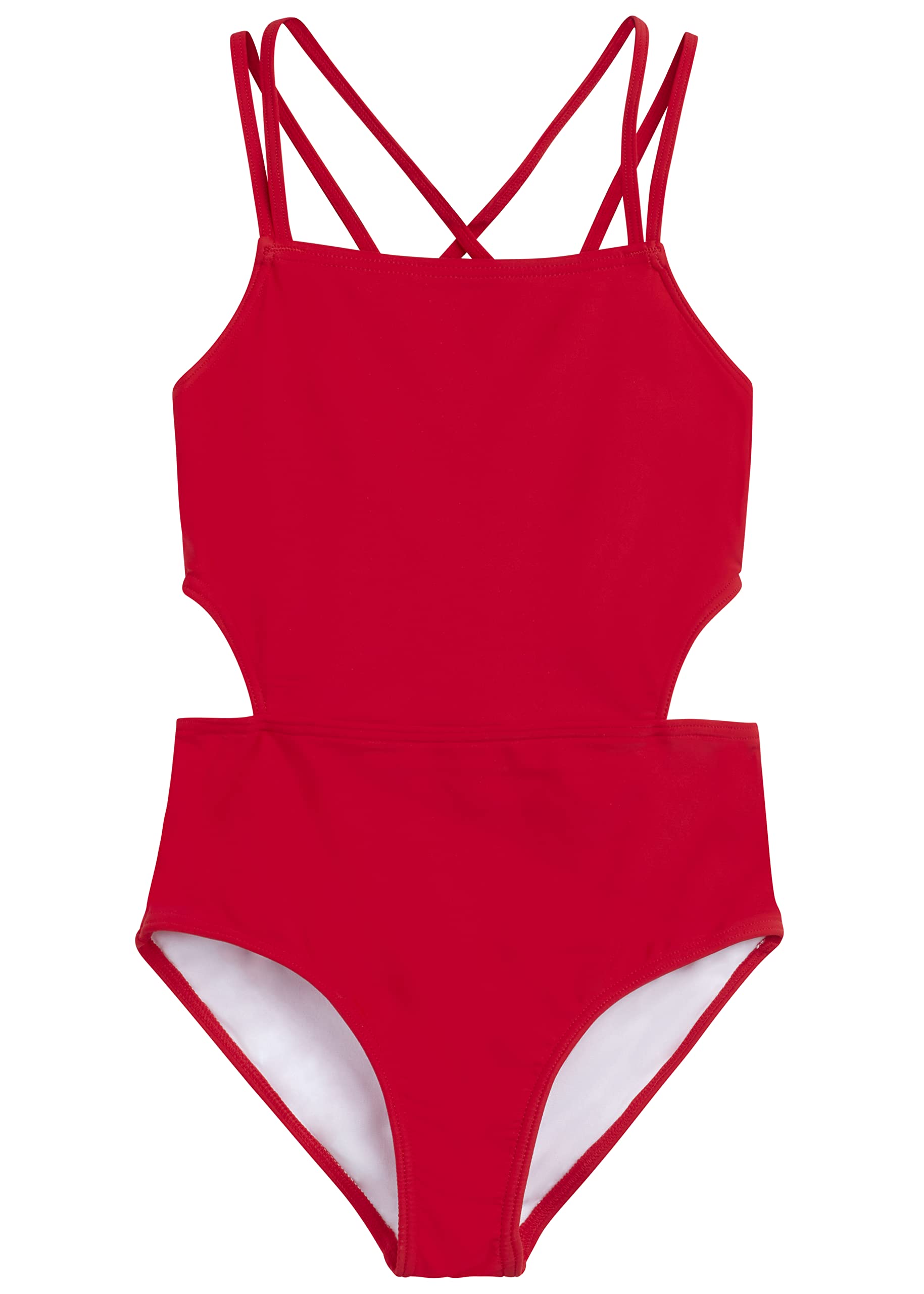 Girls' Solid Criss Cross 1-pc Swimsuit
