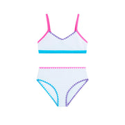 Waves Solid Girls' Swim 2PC V-Neck Bikini