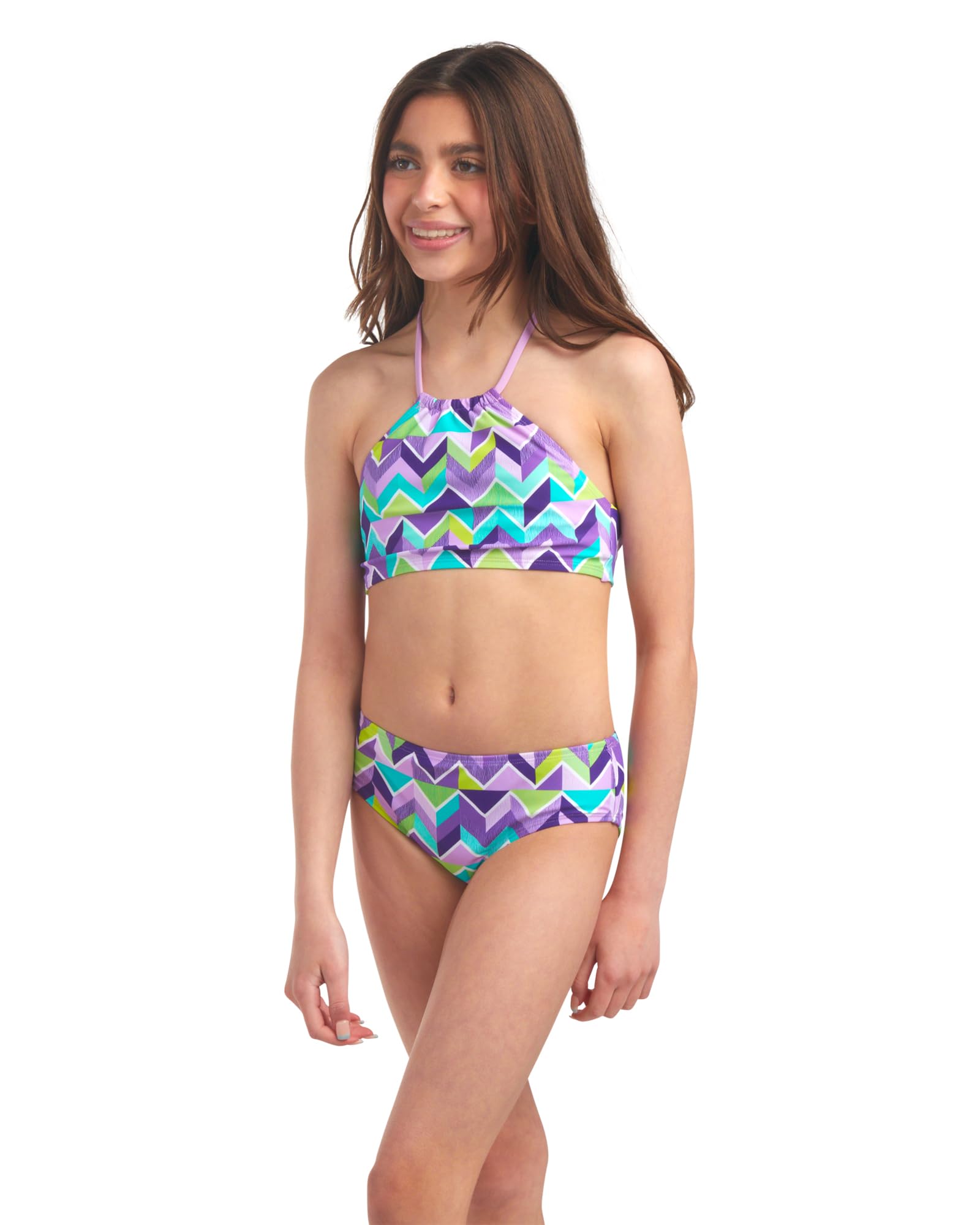 Girls' Ruby Chevron Halter Bikini