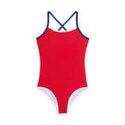 Solid Girls' Swim 1PC Banded With Contrast