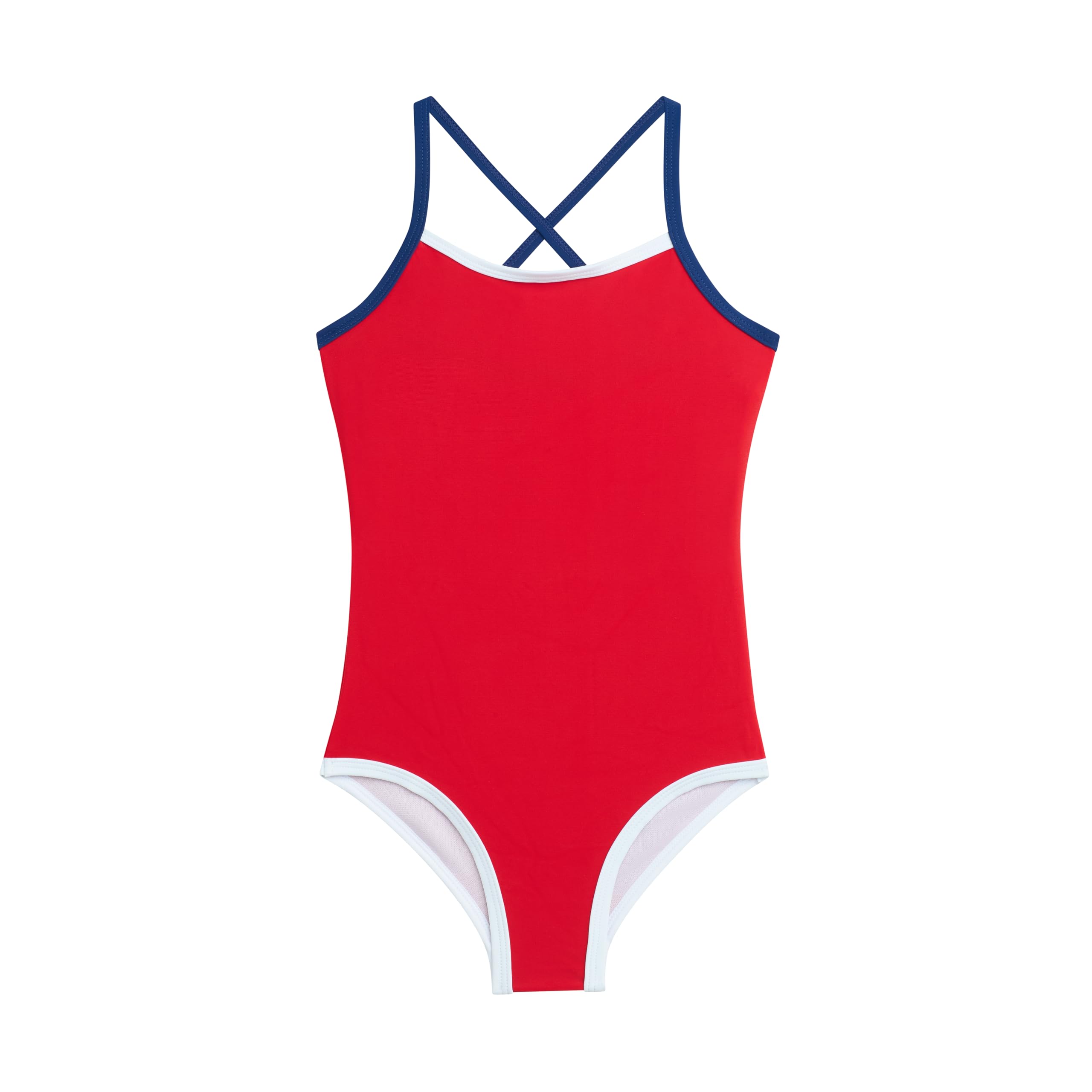 Solid Girls' Swim 1PC Banded With Contrast