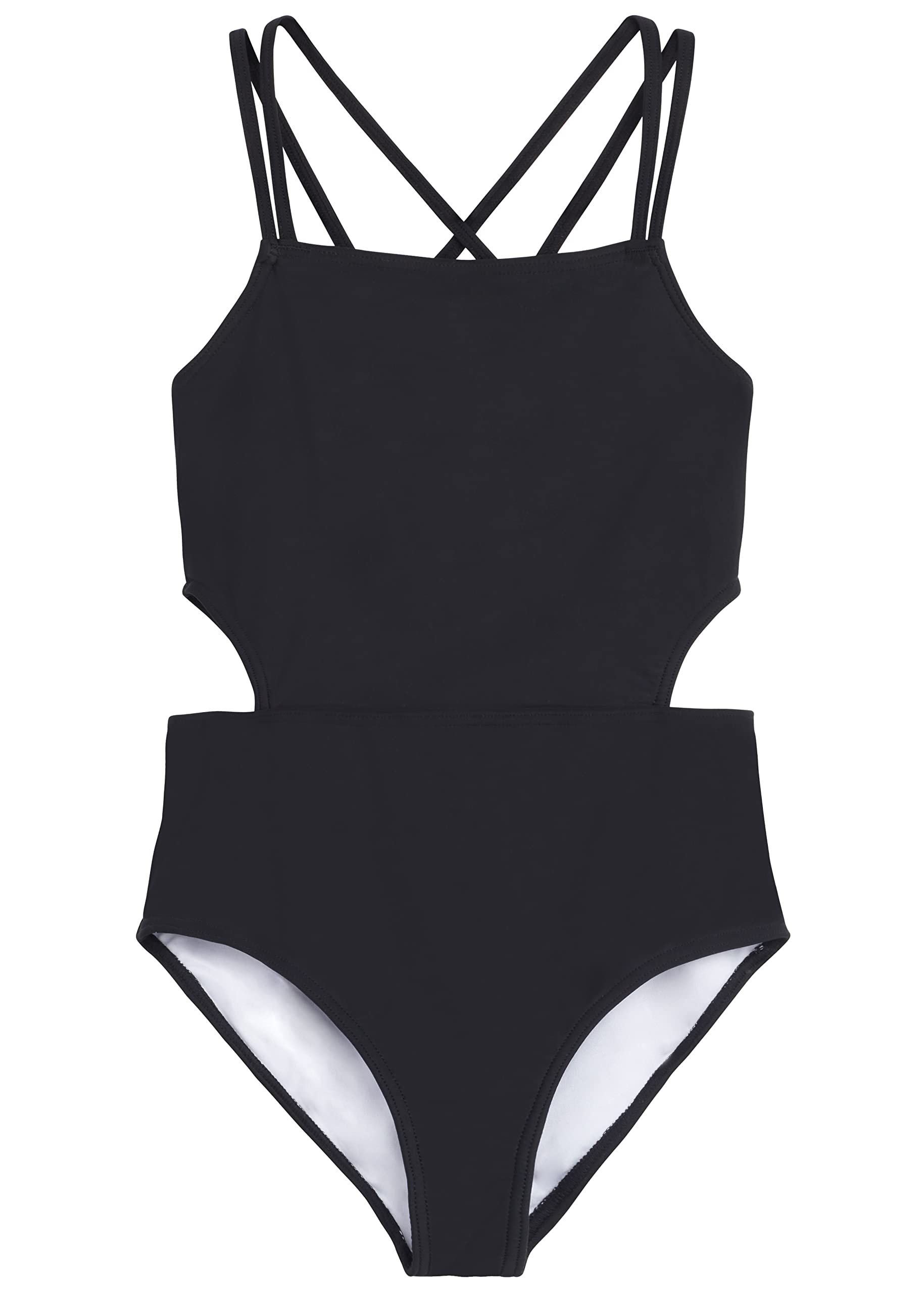 Girls' Solid Criss Cross 1-pc Swimsuit