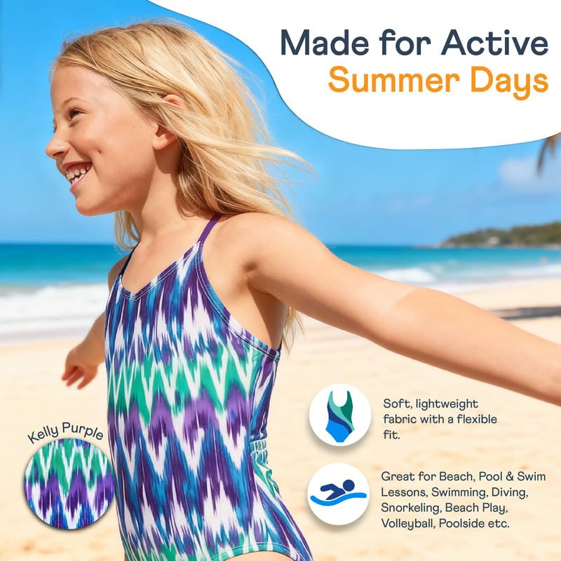 Girls' Leonie V-Neck 1-pc Swimsuit