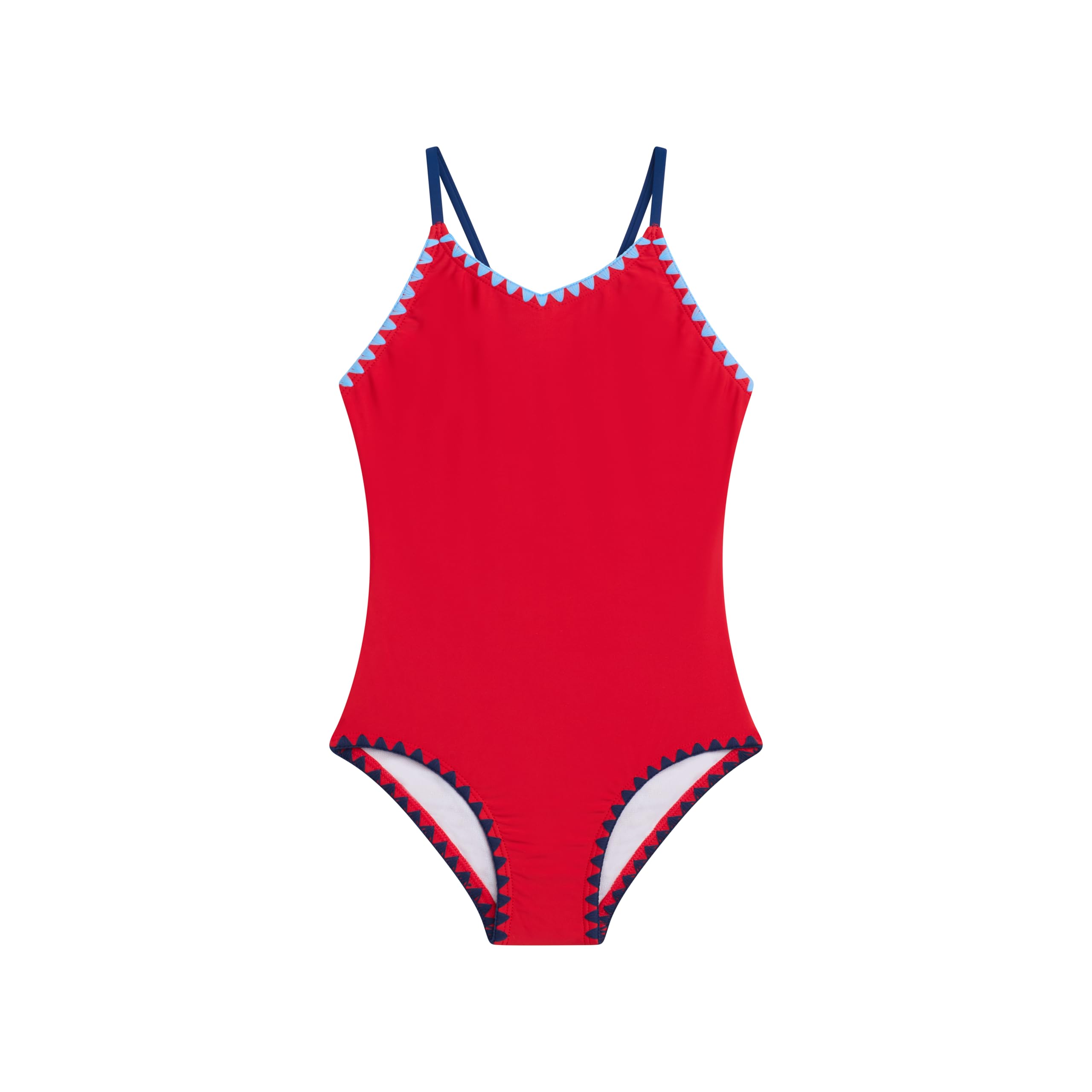 Solid Girls' Swim 1PC V-Neck