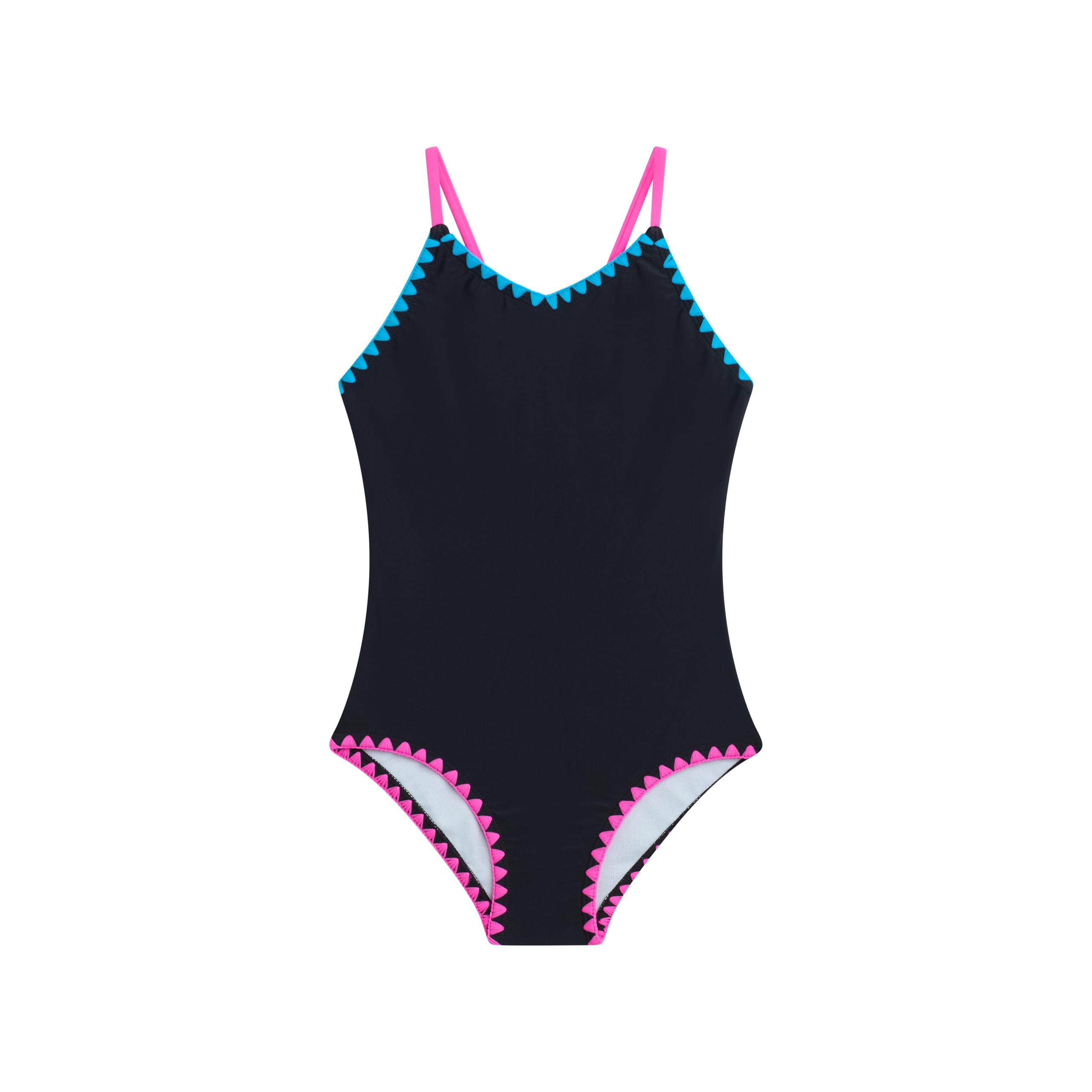 Solid Girls' Swim 1PC V-Neck