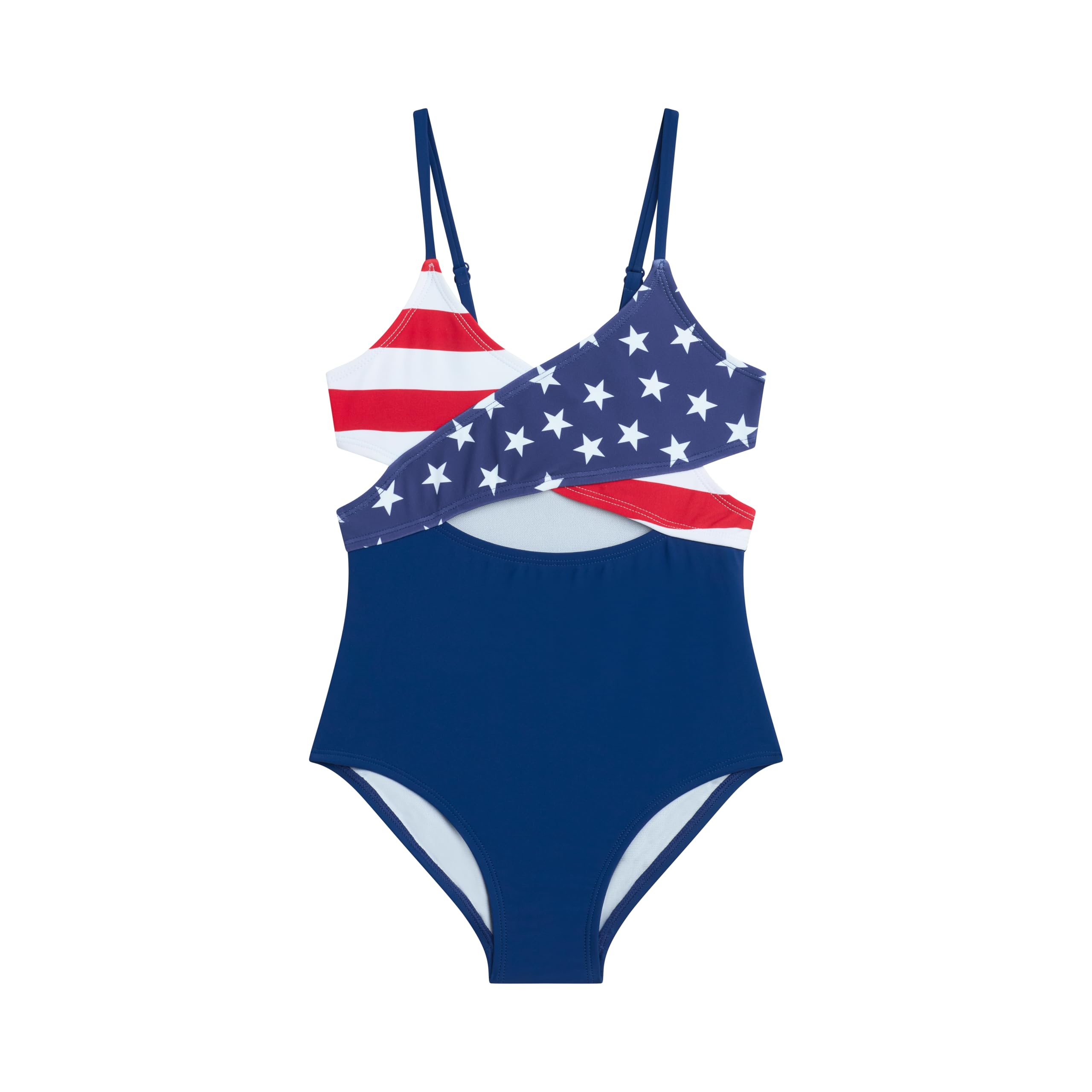 Usa Flag Girls' Swim 1PC Wrap Around