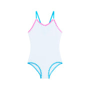 Solid Girls' Swim 1PC V-Neck