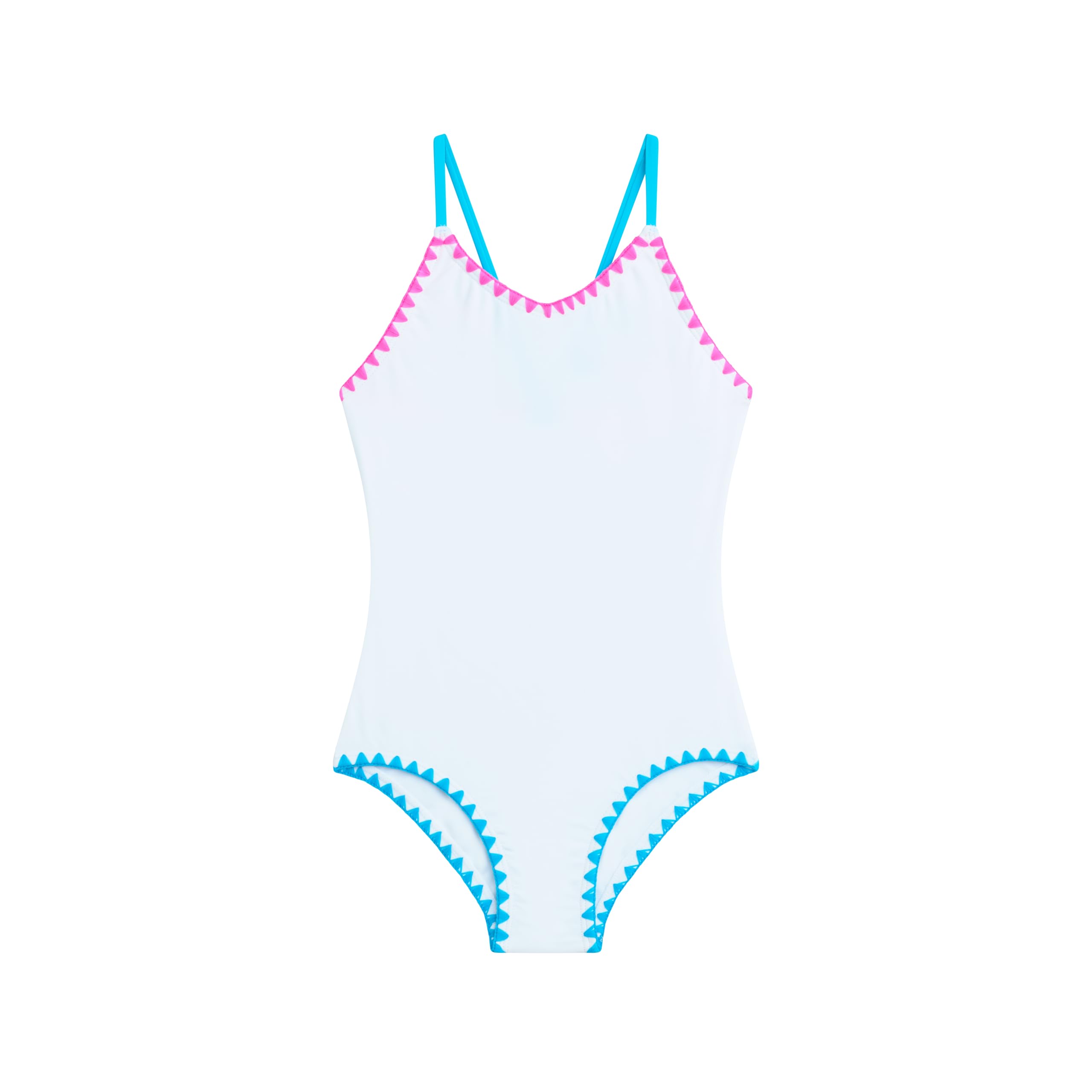 Solid Girls' Swim 1PC V-Neck