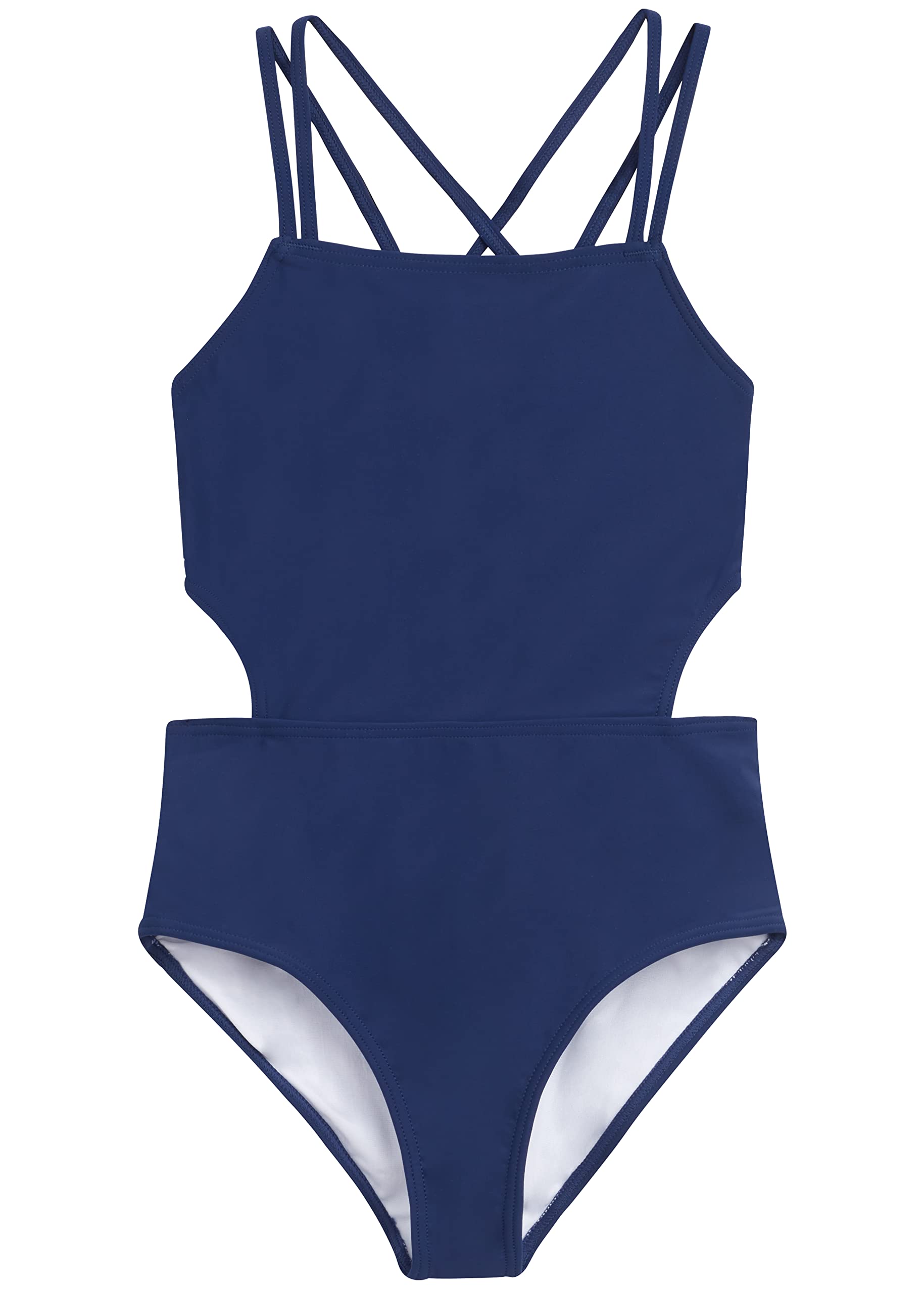 Girls' Solid Criss Cross 1-pc Swimsuit