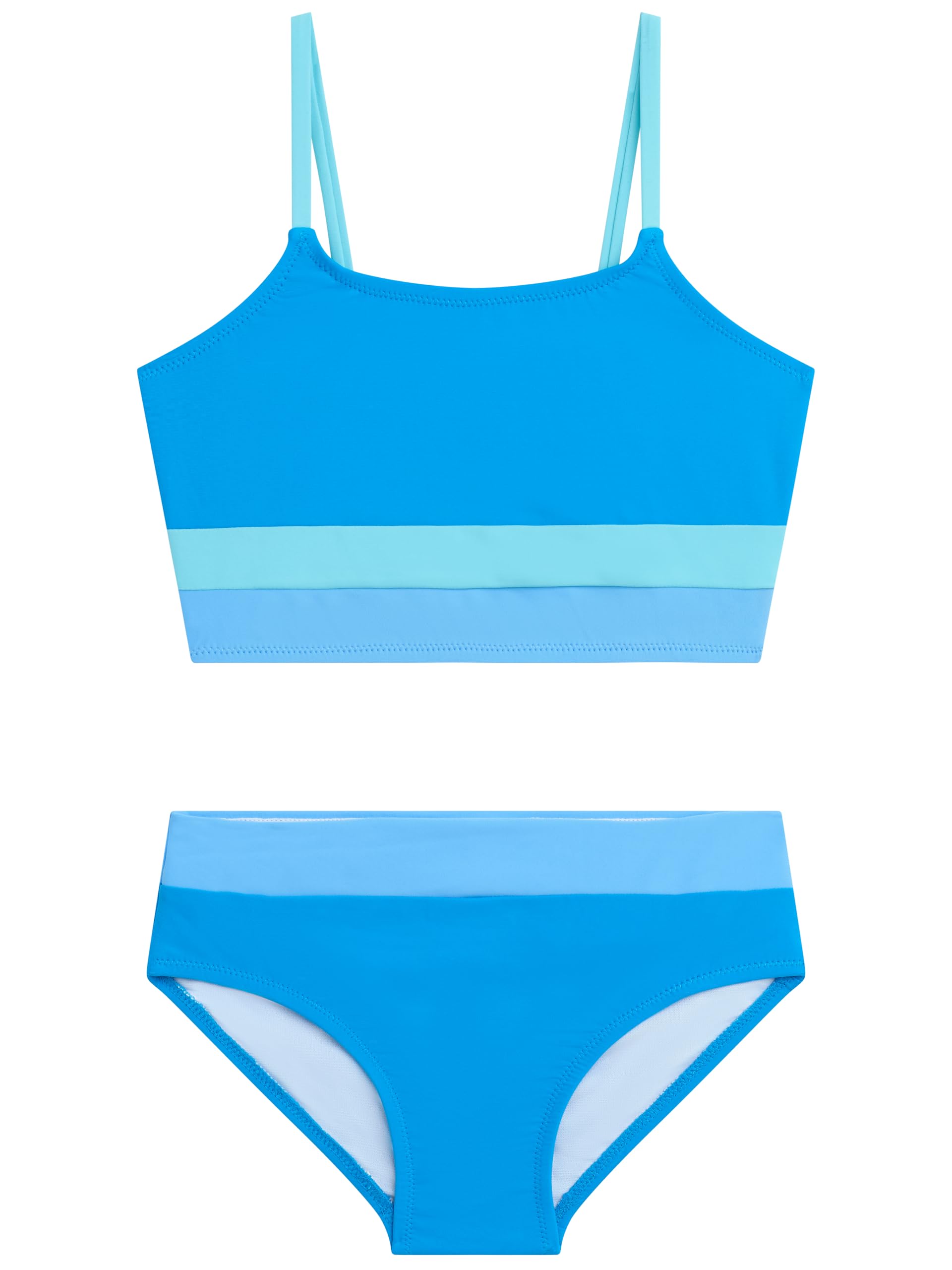 Solid Colorblock Girls' Swim 2PC Sun Tankini