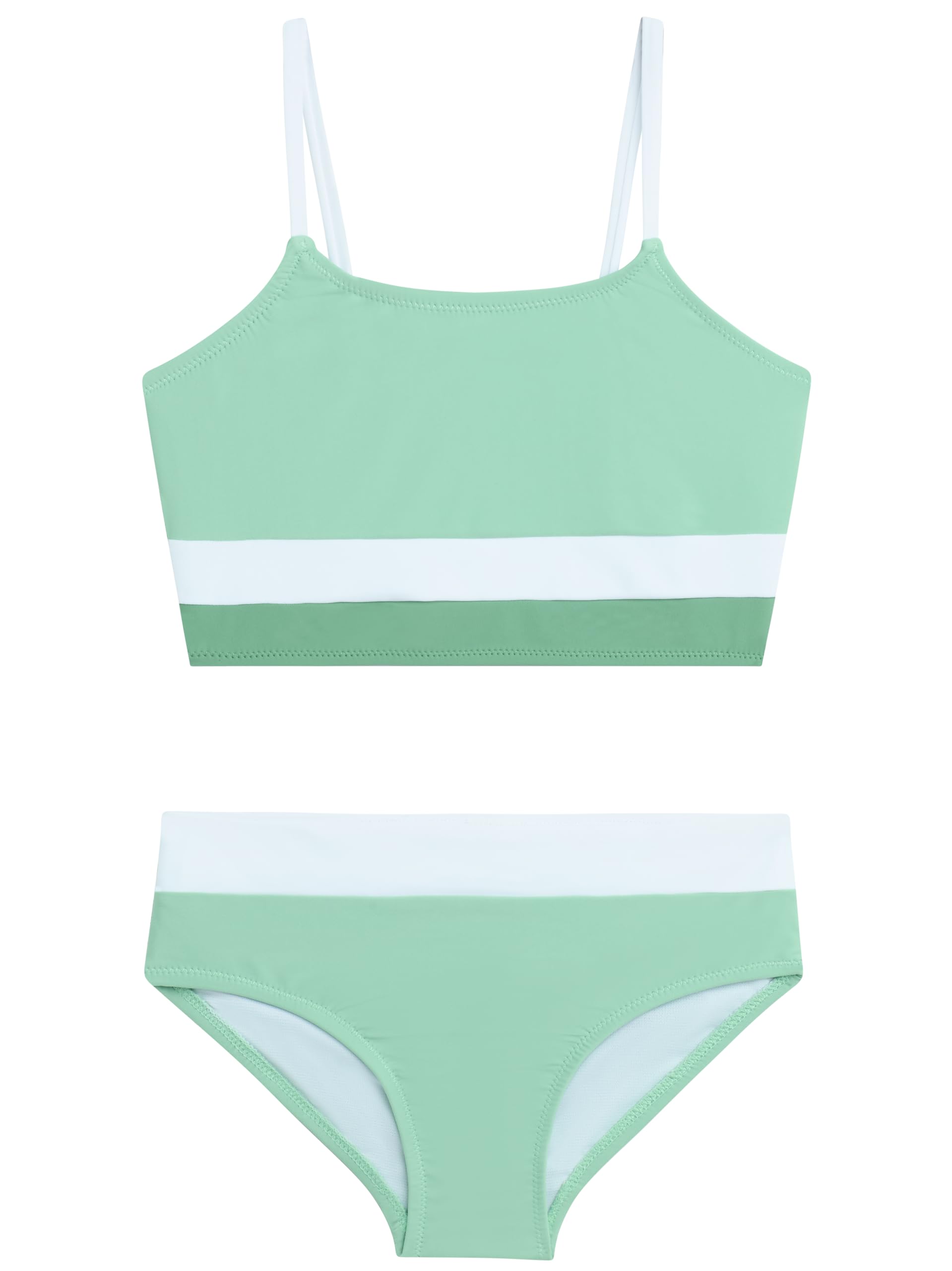Solid Colorblock Girls' Swim 2PC Sun Tankini