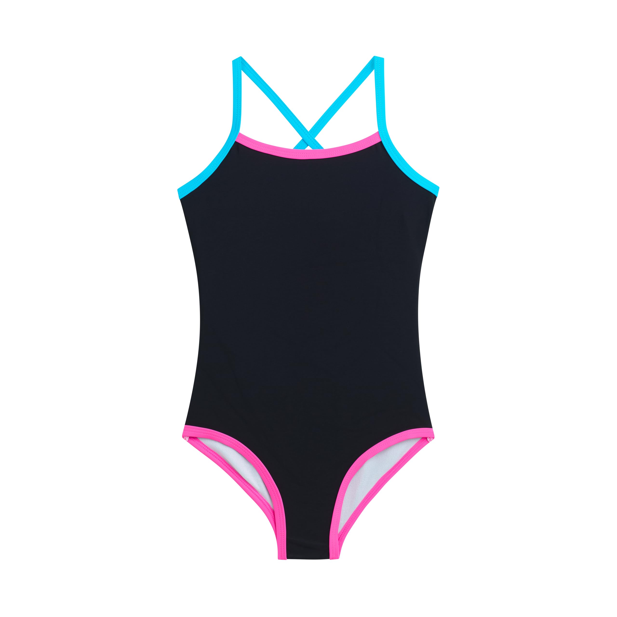 Solid Girls' Swim 1PC Banded With Contrast