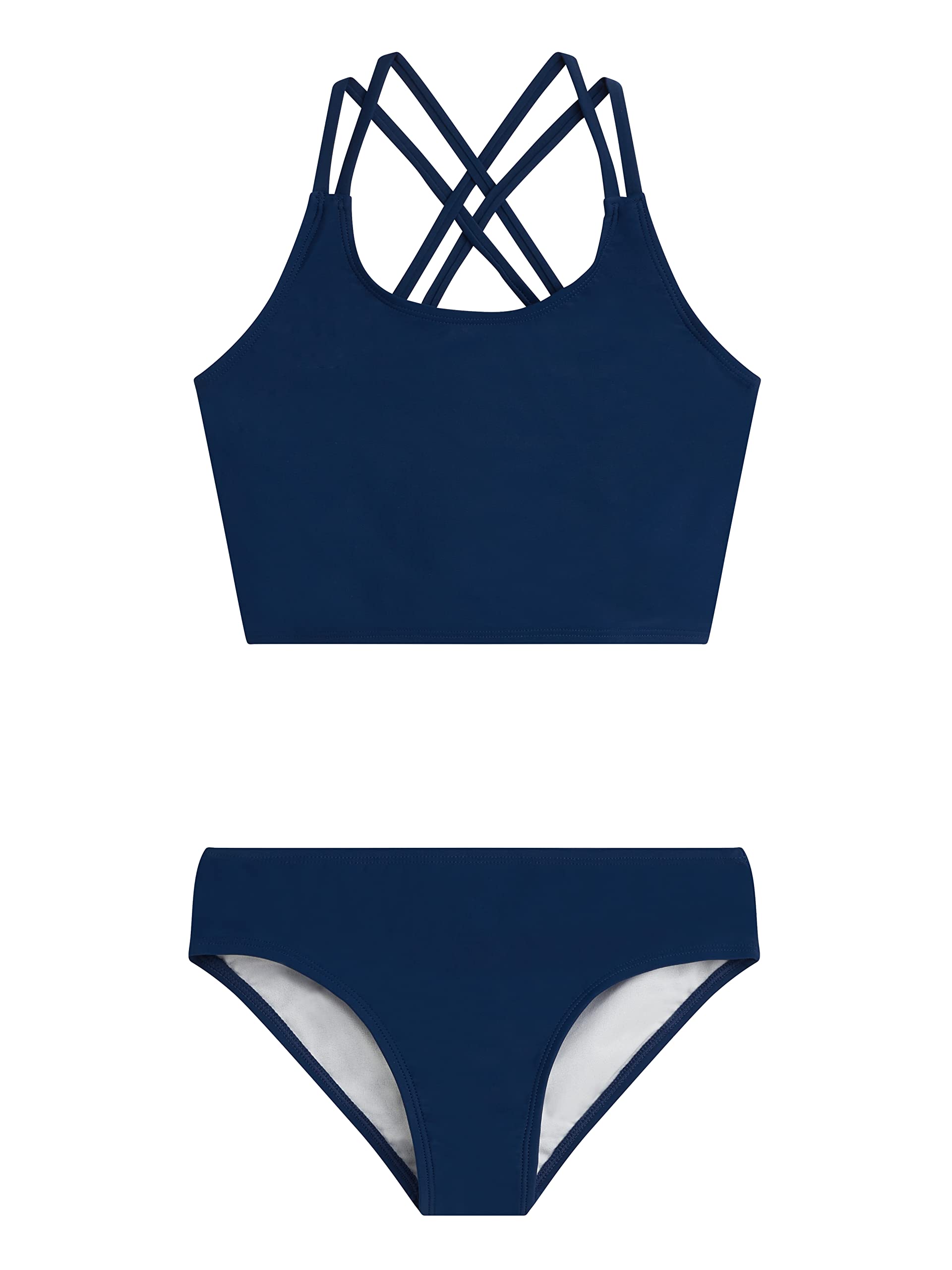 Girls' Solid Criss Cross Tankini
