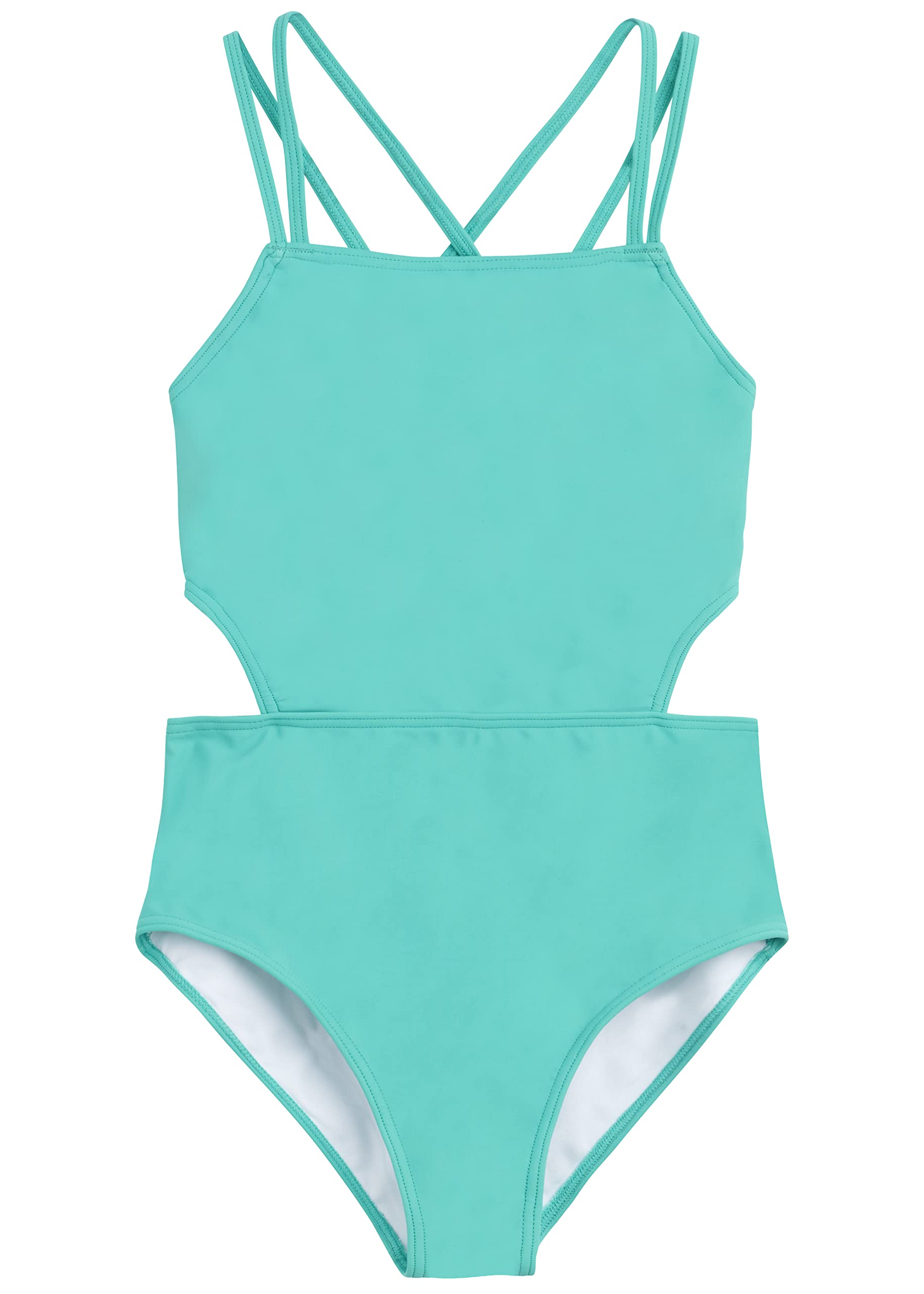 Girls' Solid Criss Cross 1-pc Swimsuit
