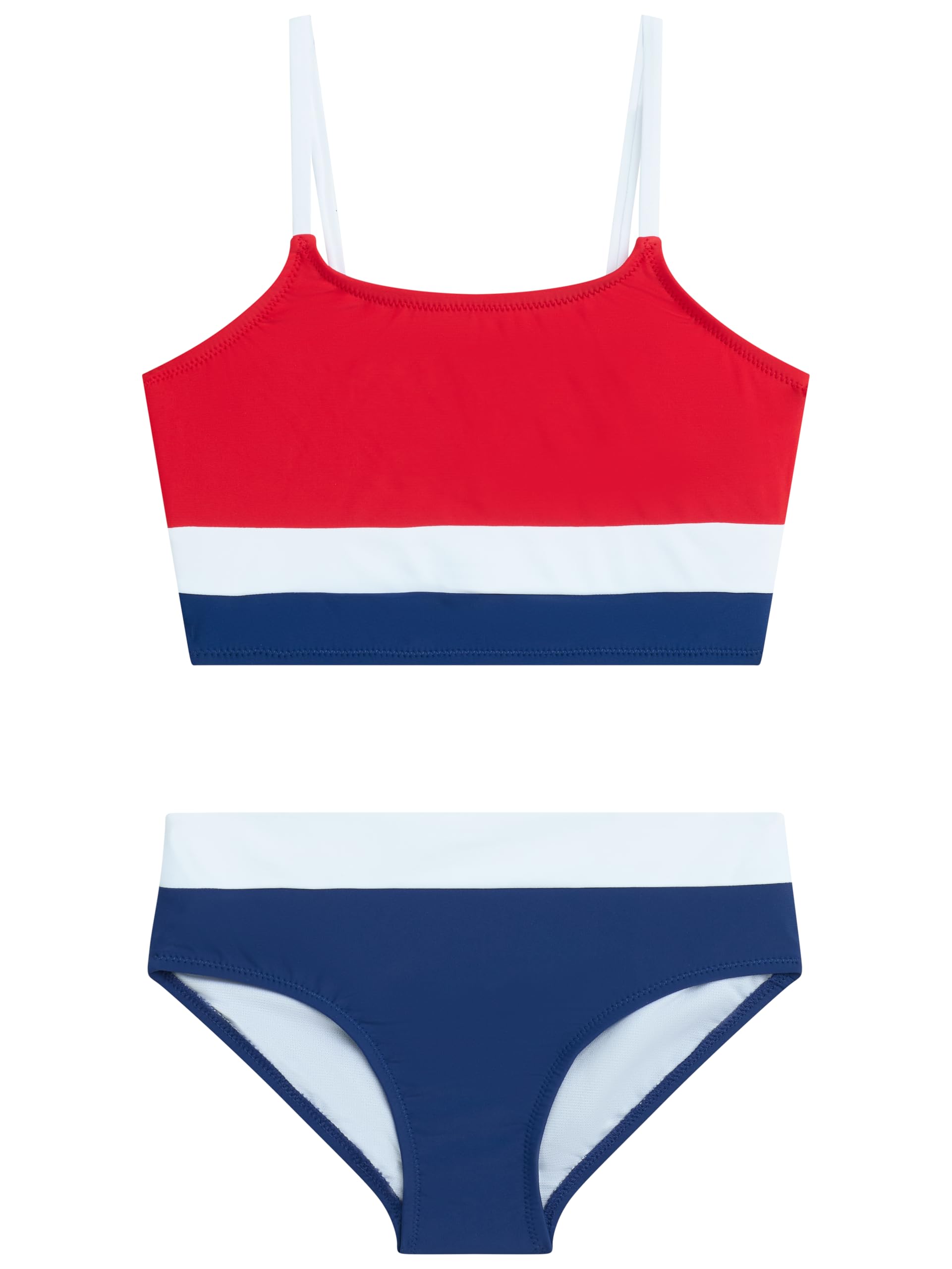 Solid Colorblock Girls' Swim 2PC Sun Tankini