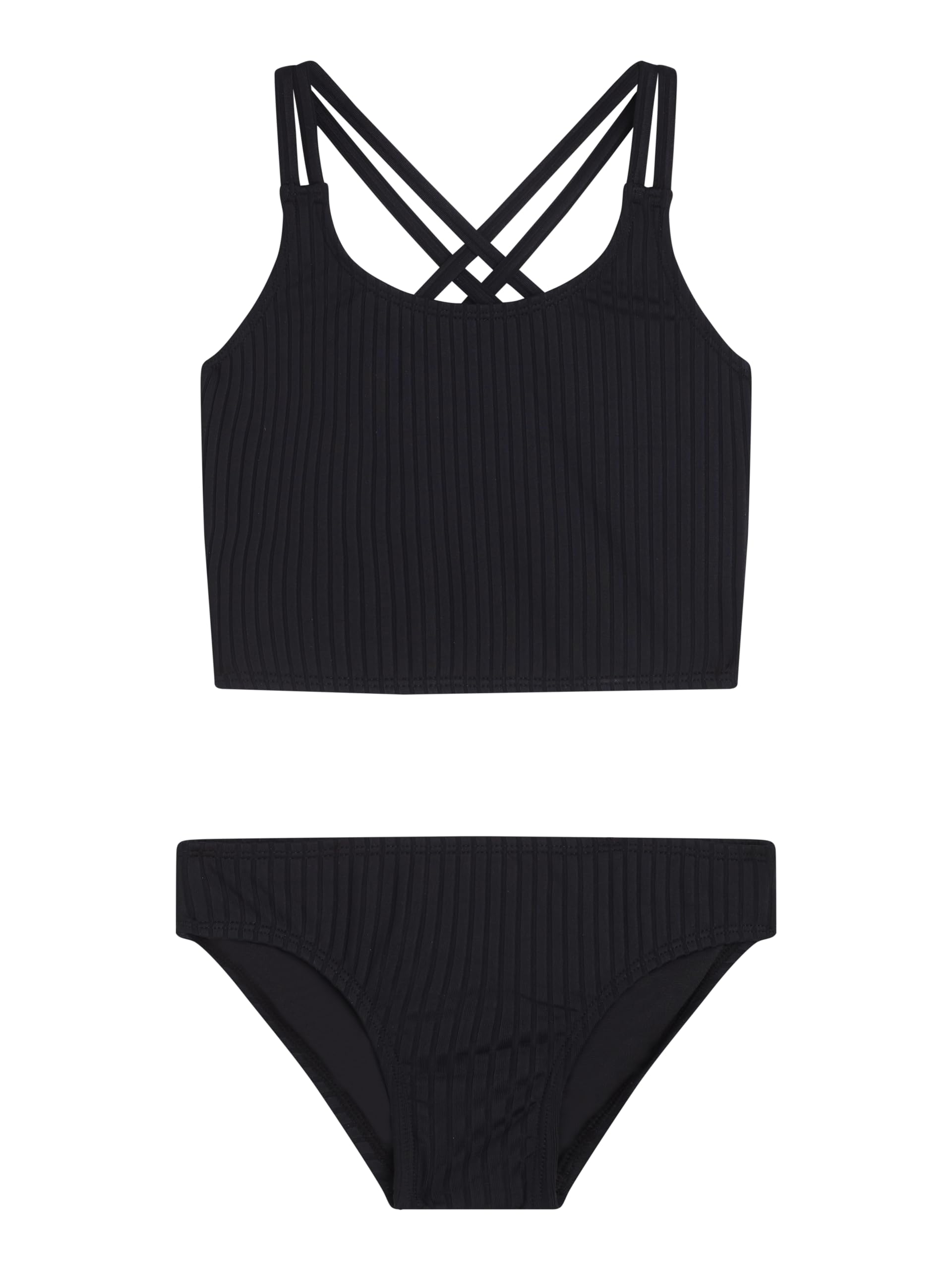 Girls' Solid Drop Needle Criss Cross Tankini