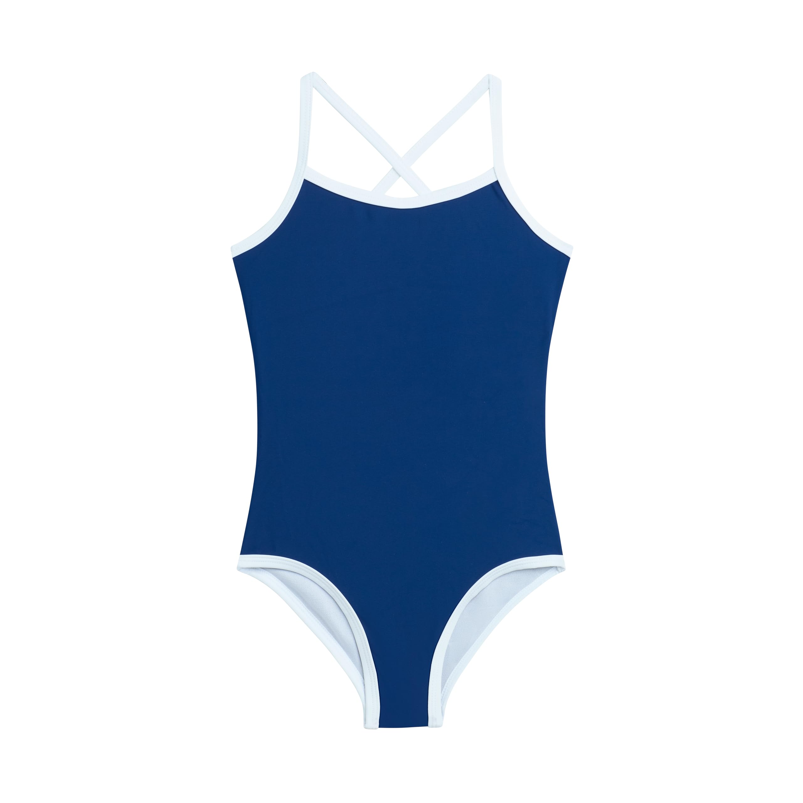 Solid Girls' Swim 1PC Banded With Contrast