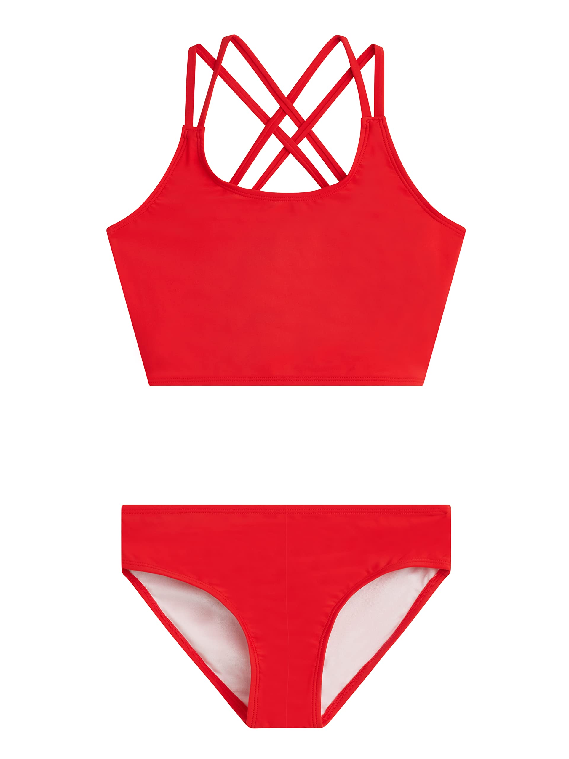 Girls' Solid Criss Cross Tankini
