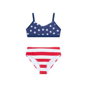 Usa Flag Girls' Swim 2PC V-Neck Bikini