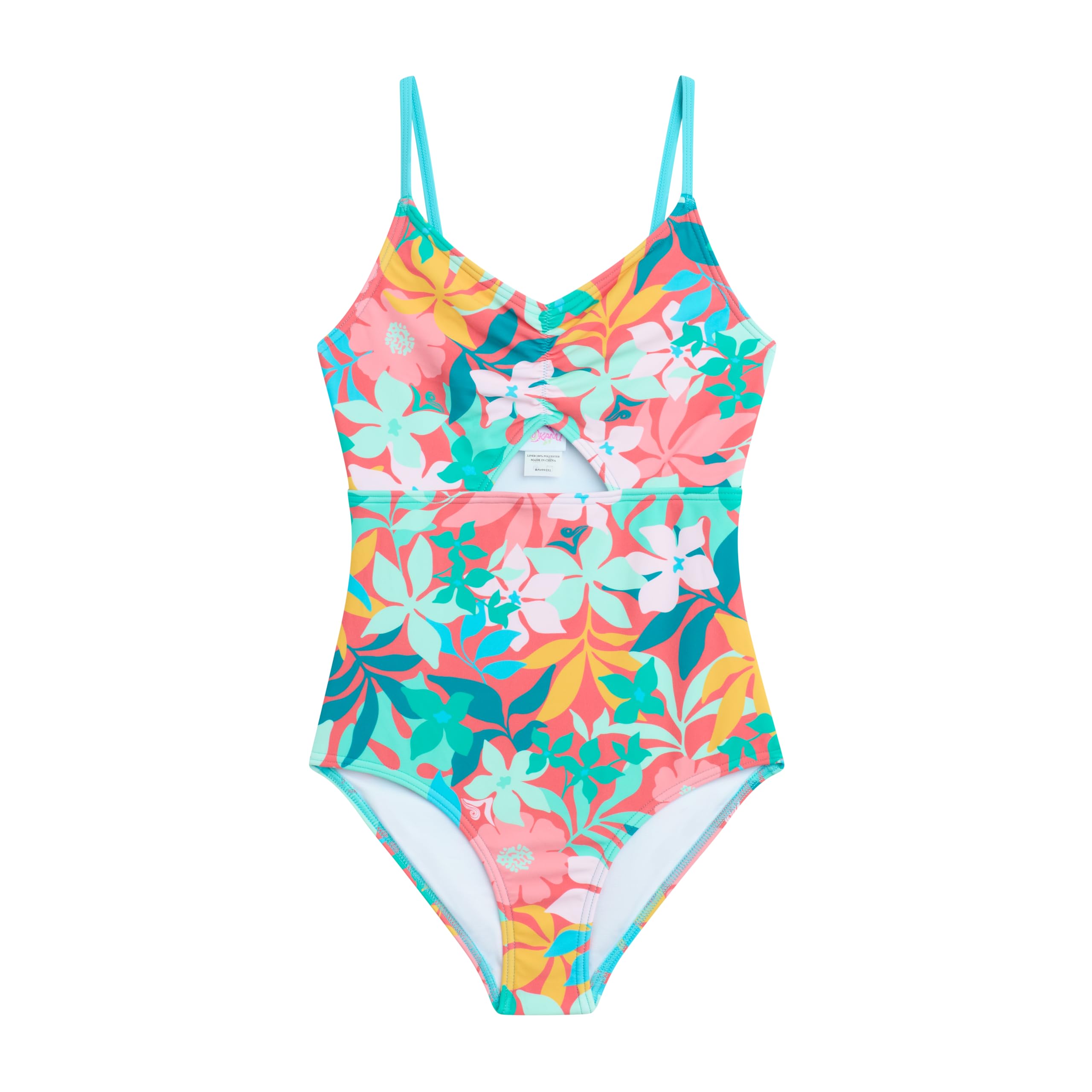Dana Girls' Swim 1PC V-Neck W/Keyhole