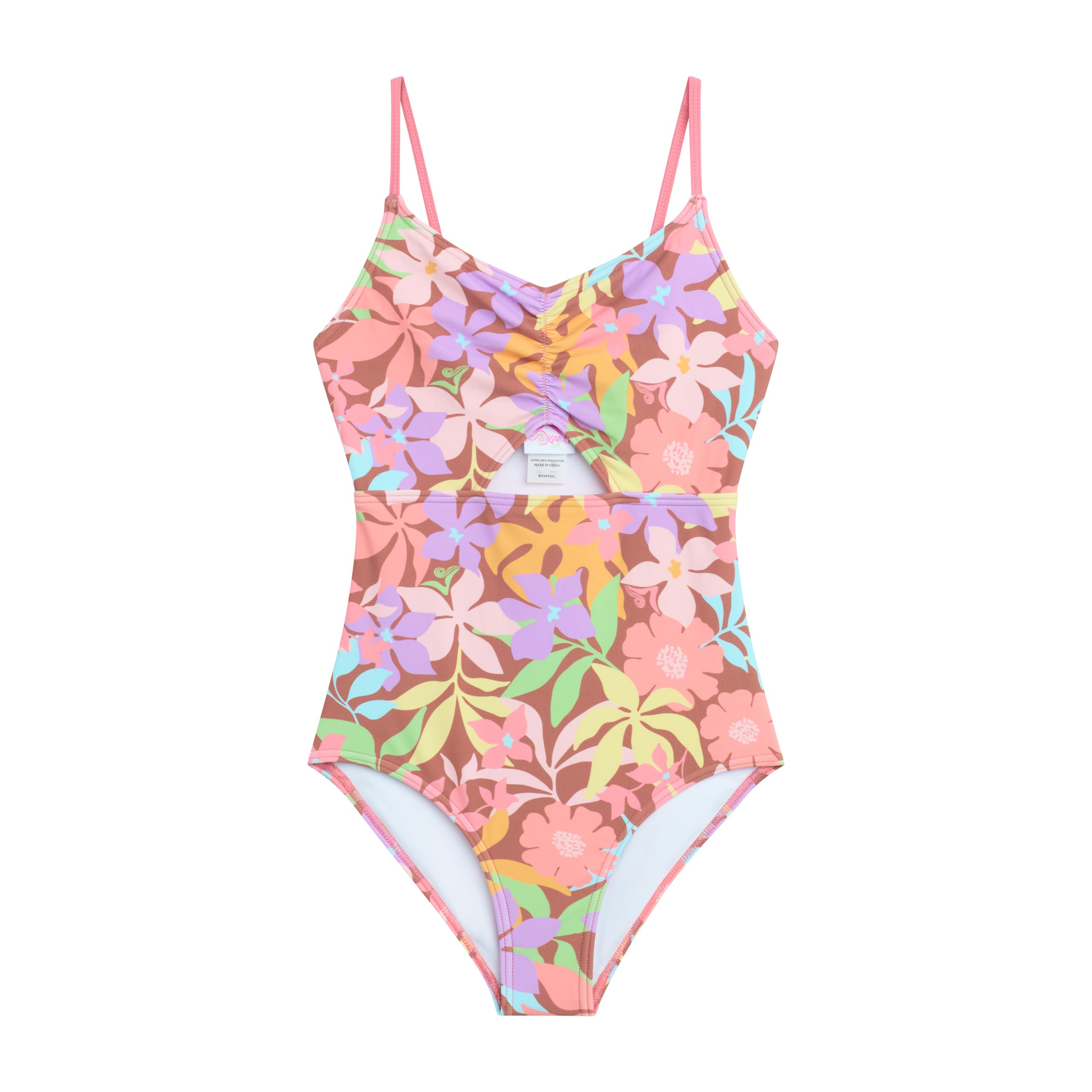 Dana Girls' Swim 1PC V-Neck W/Keyhole