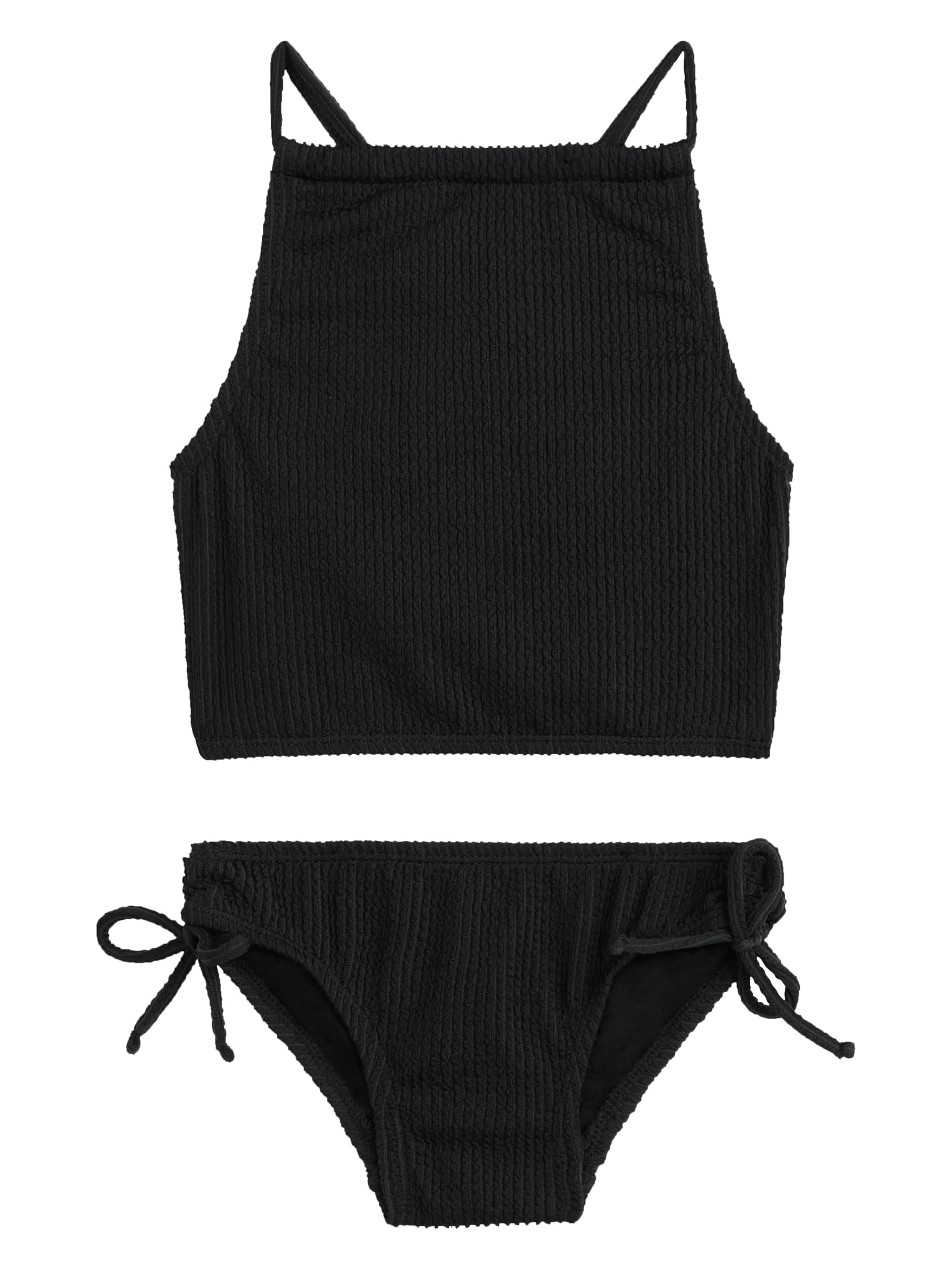 Girls' Popcorn Solid Halter Tankini