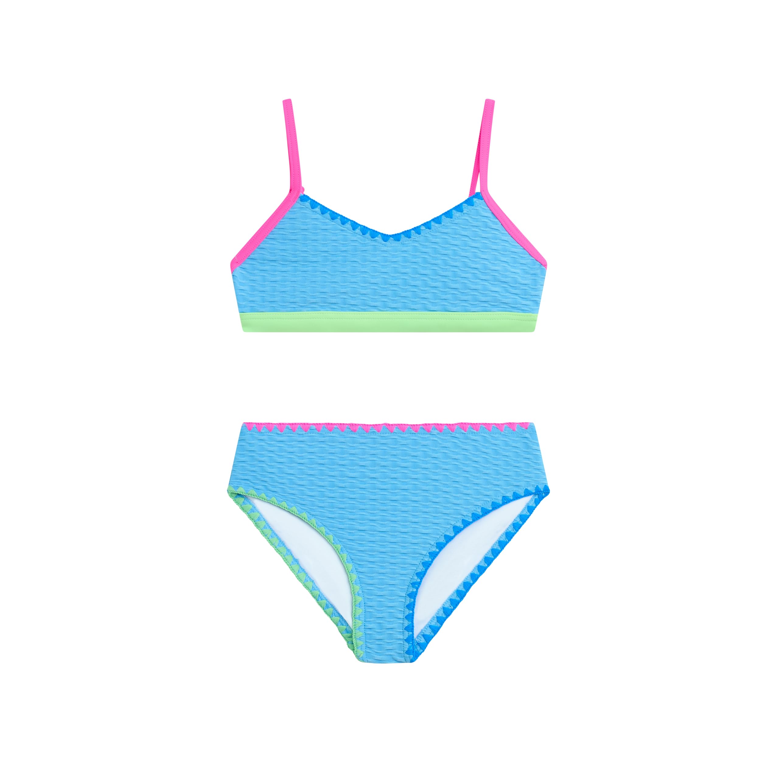Waves Solid Girls' Swim 2PC V-Neck Bikini