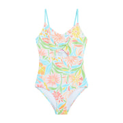 Crystal Girls' Swim 1PC V-Neck W/Keyhole