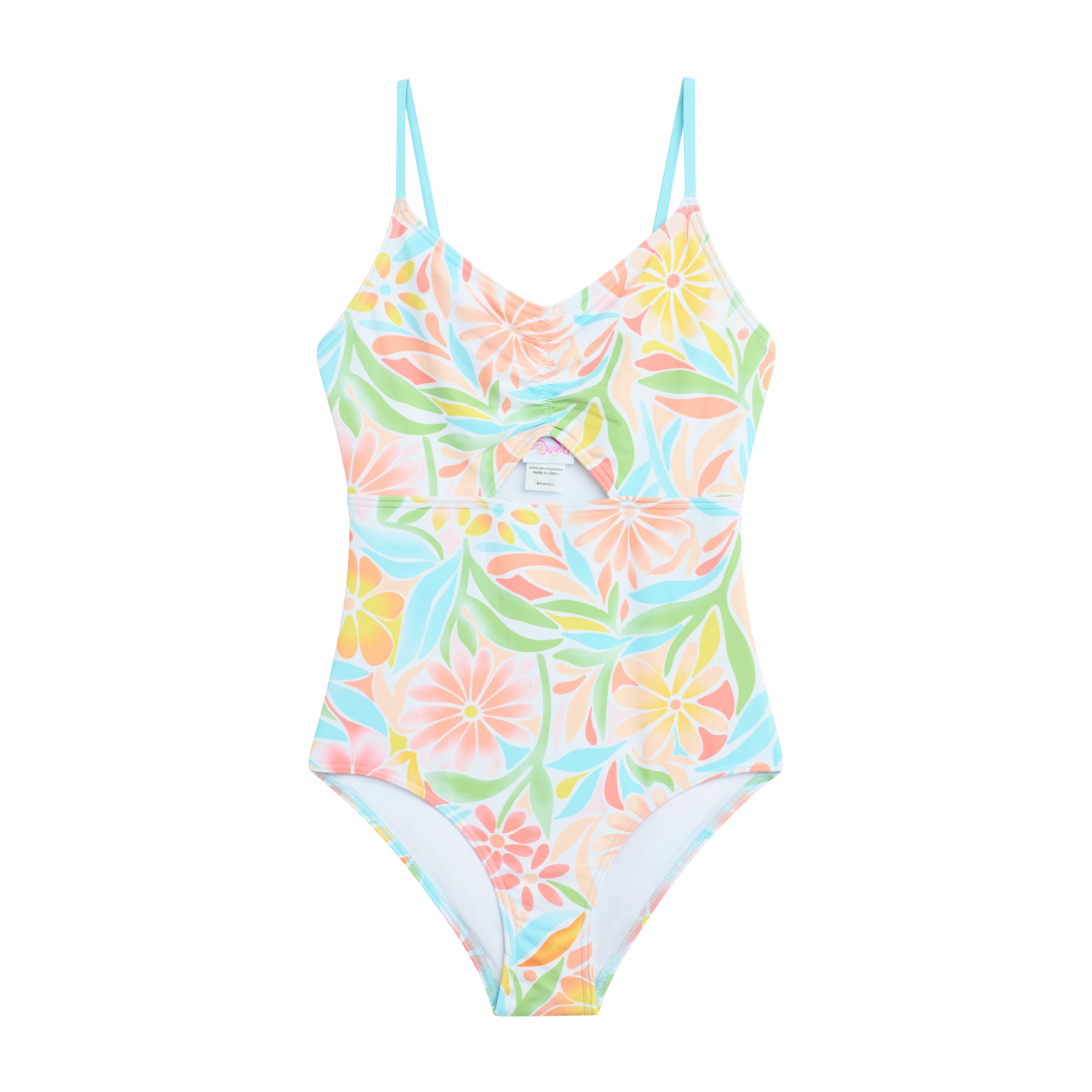 Crystal Girls' Swim 1PC V-Neck W/Keyhole