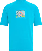 Boys' Logo Short Sleeve Rashguard — Aqua
