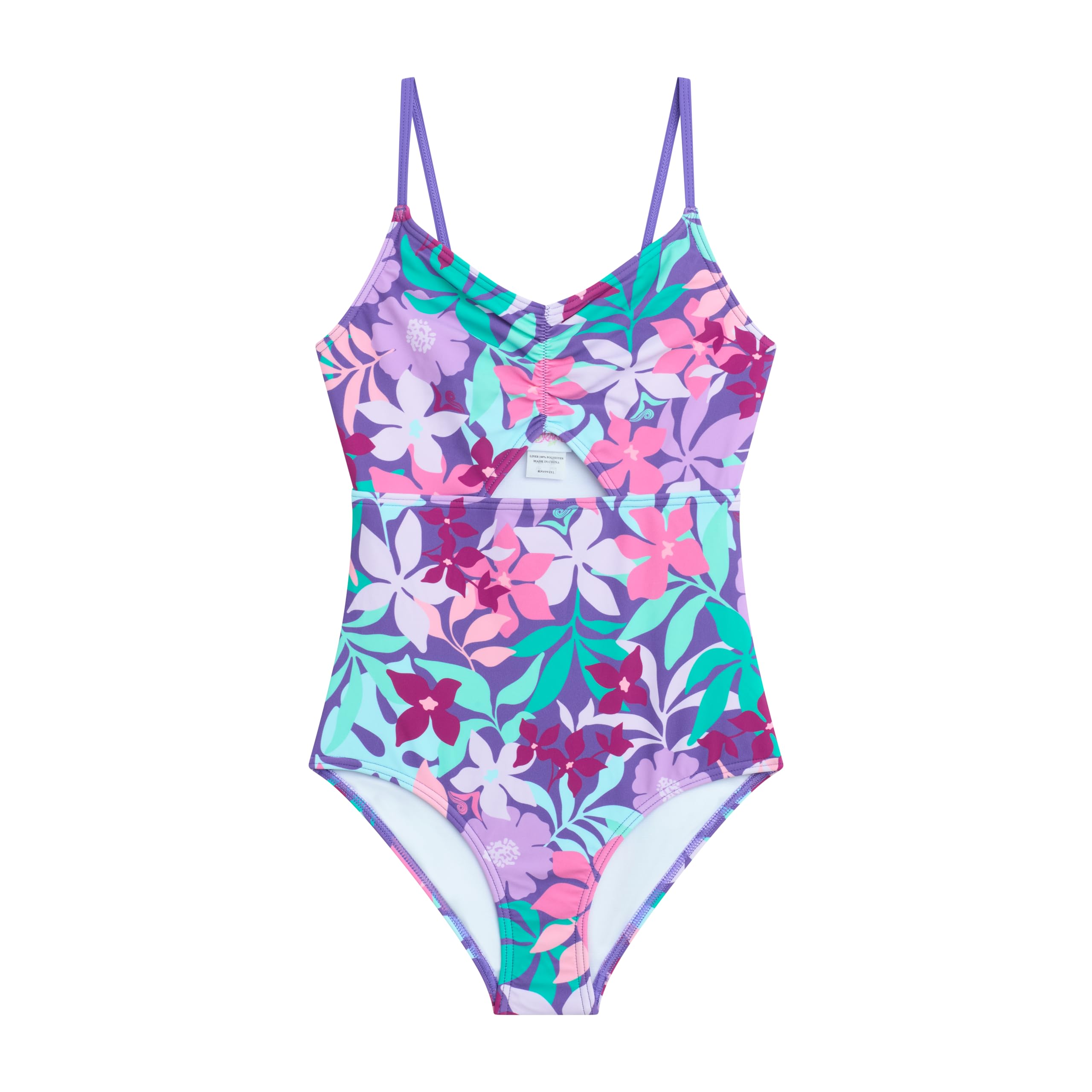 Dana Girls' Swim 1PC V-Neck W/Keyhole