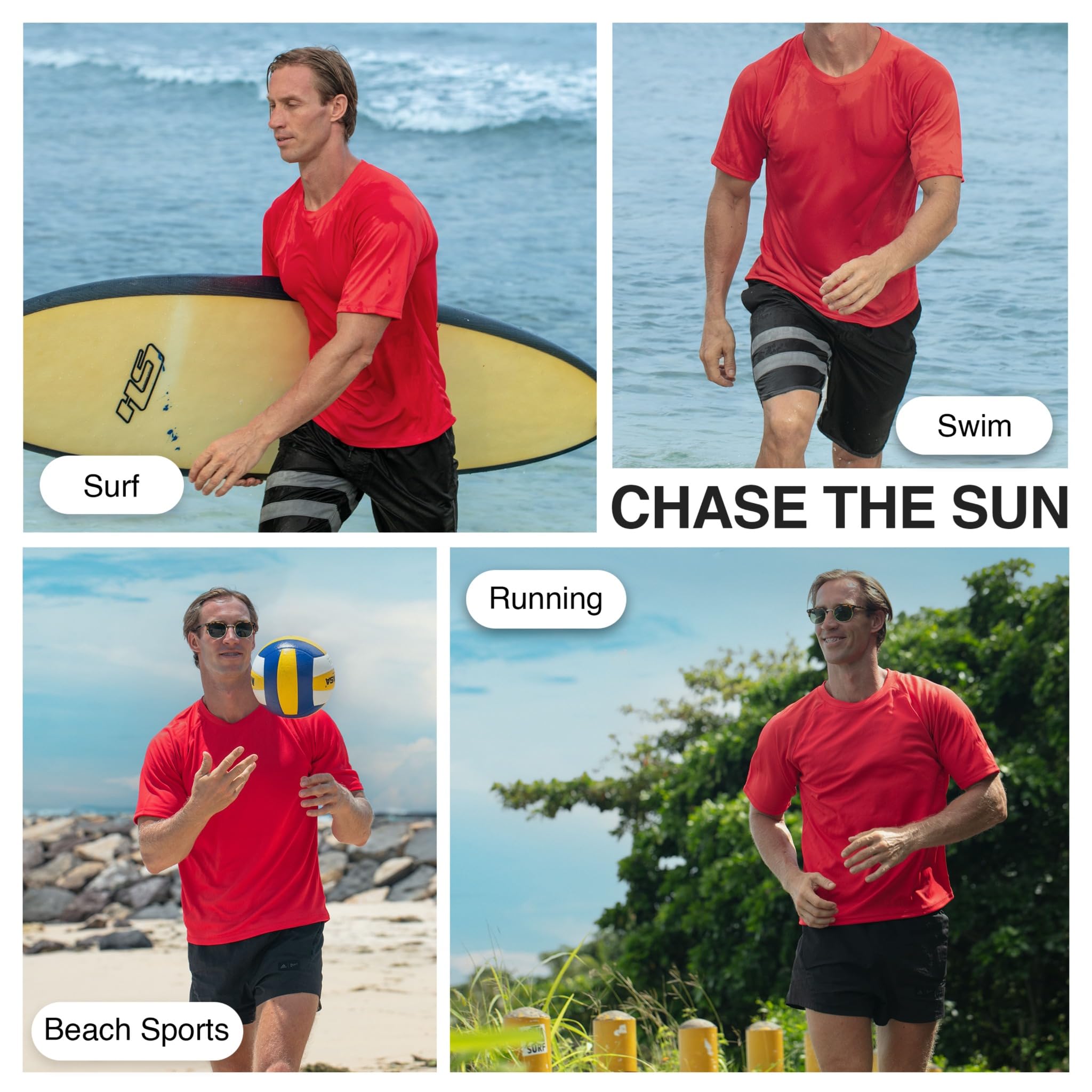 Men's Solid Short Sleeve Swim Shirts