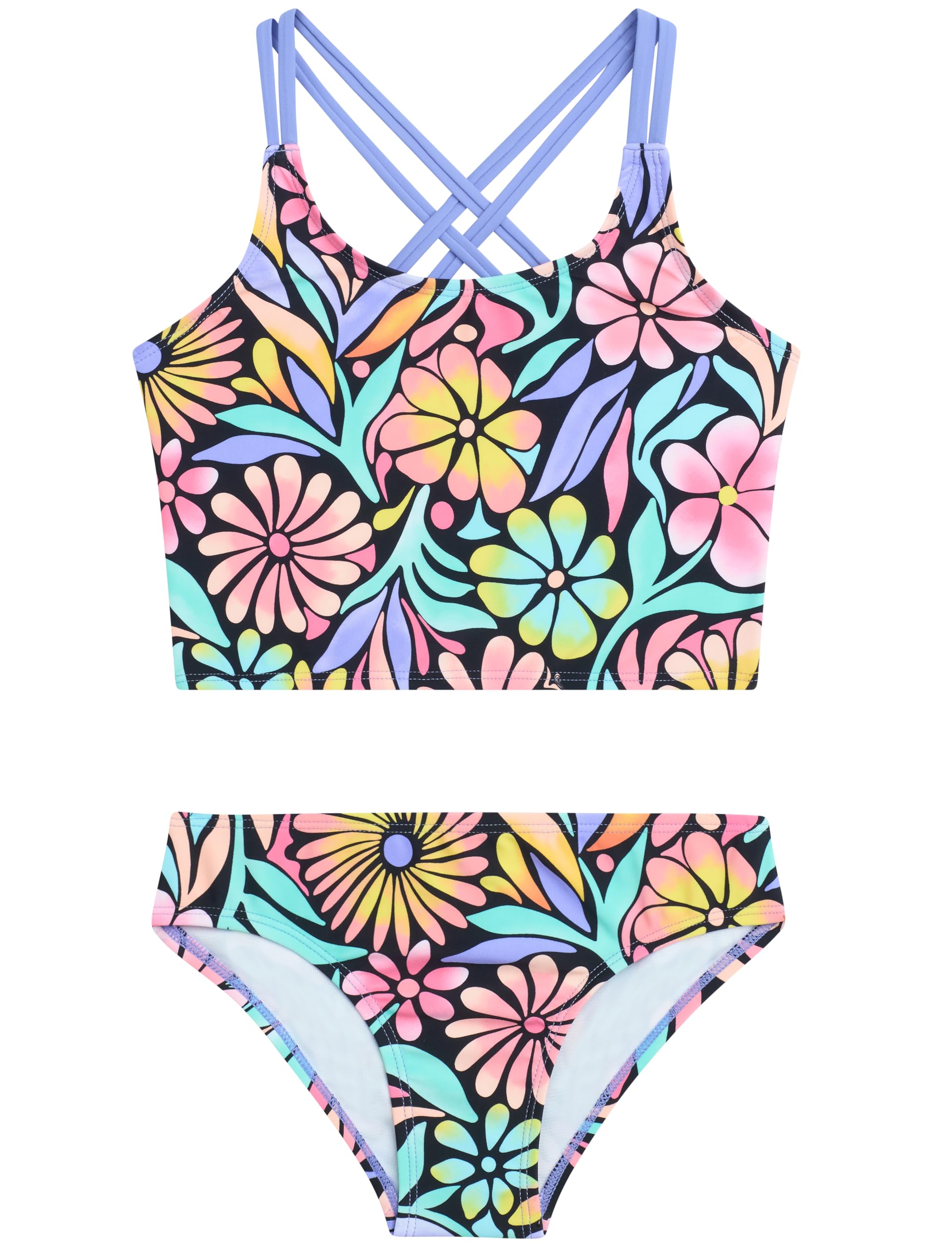 Crystal Girls' Swim 2PC Criss-Cross Crop Tankini