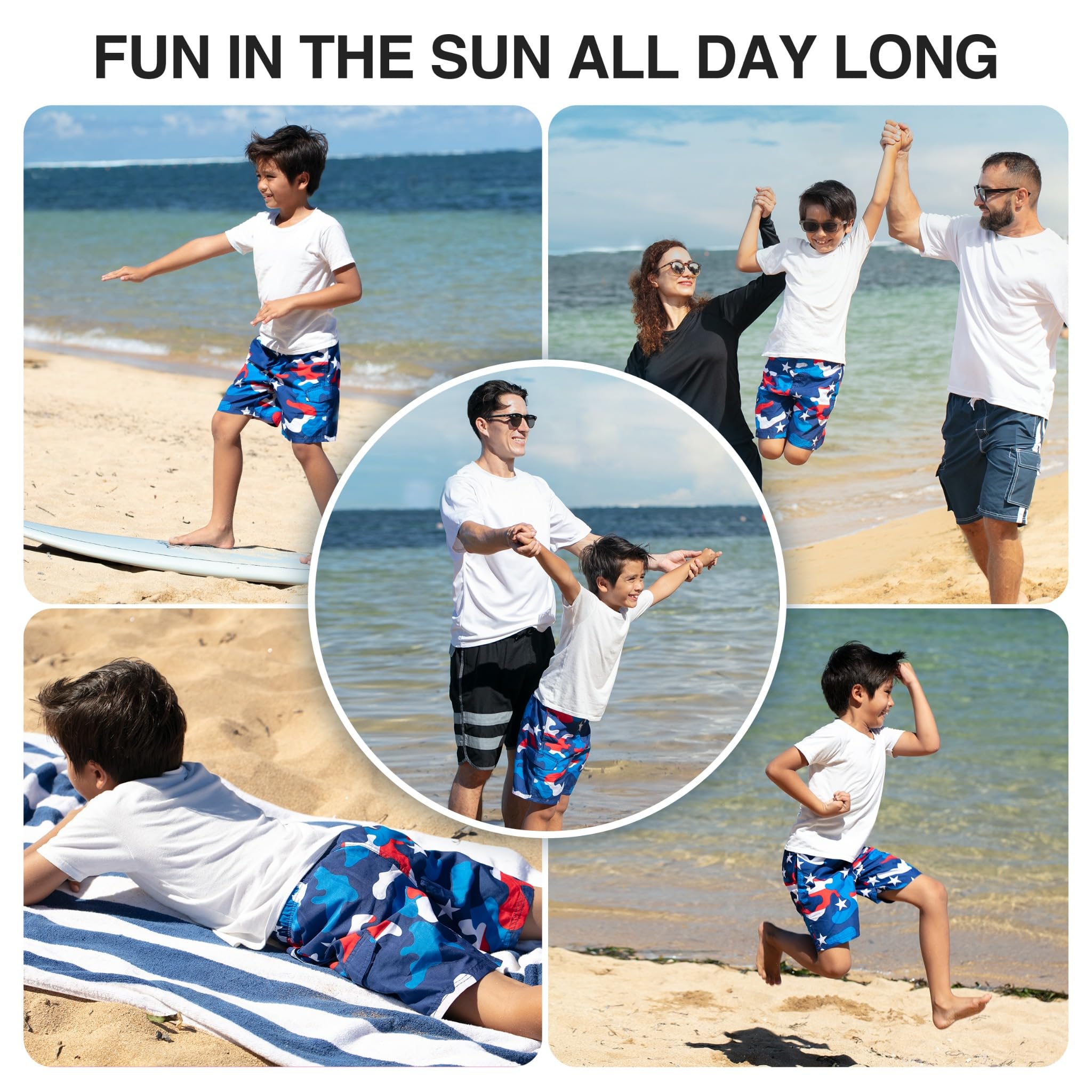 Boys' Camo Flag  Swim Trunks