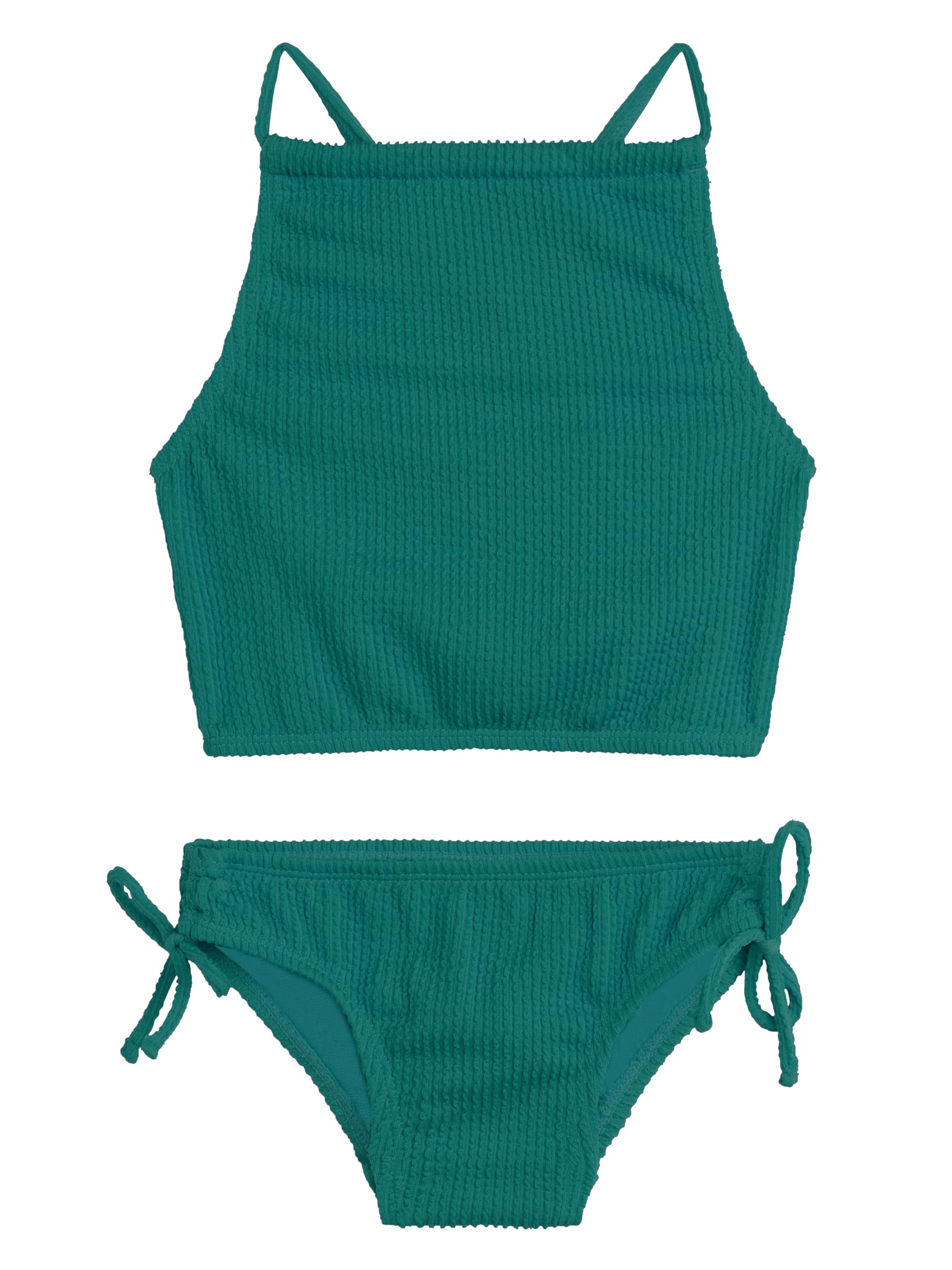 Girls' Popcorn Solid Halter Tankini