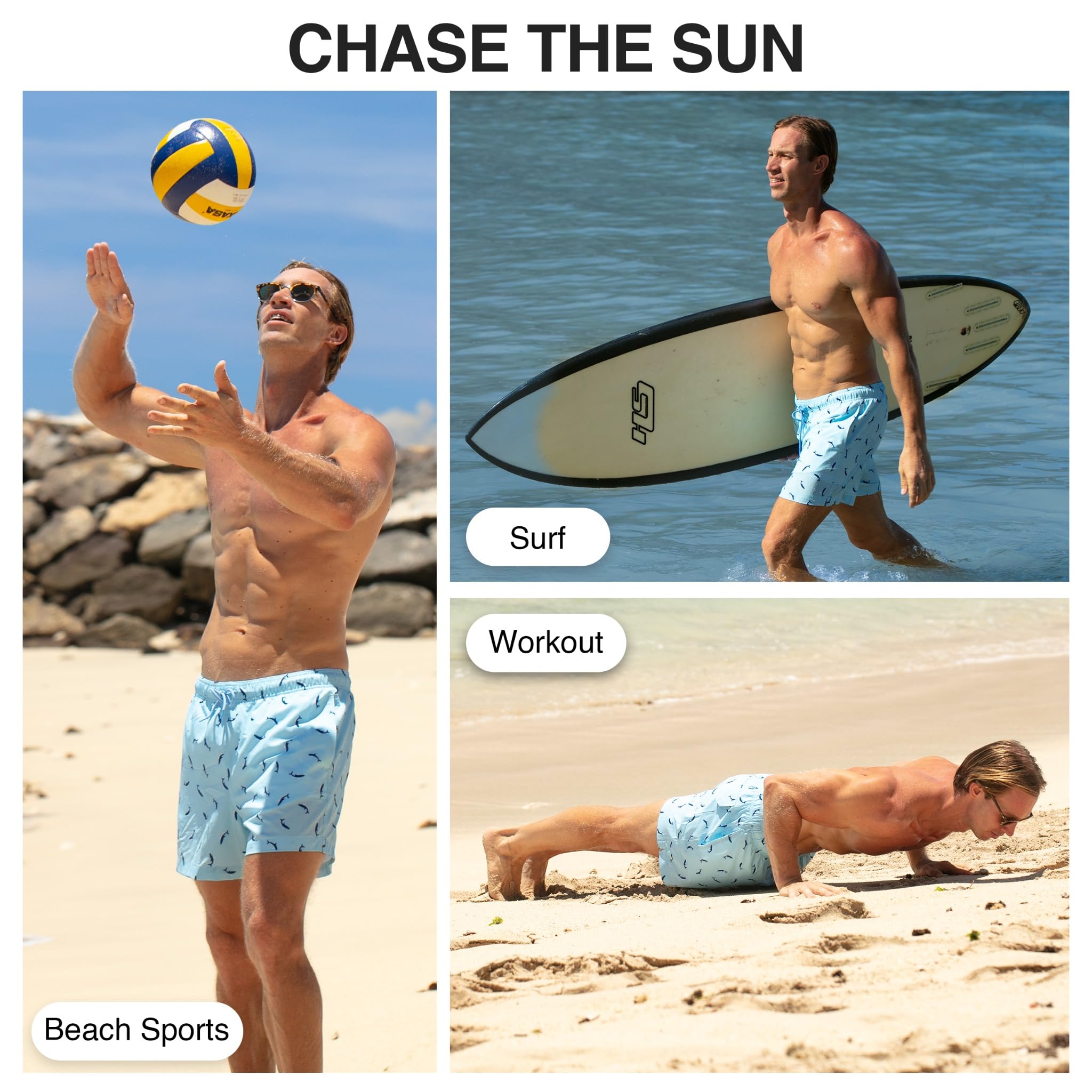 Men's Sharks 5" Stretch Swim Trunks